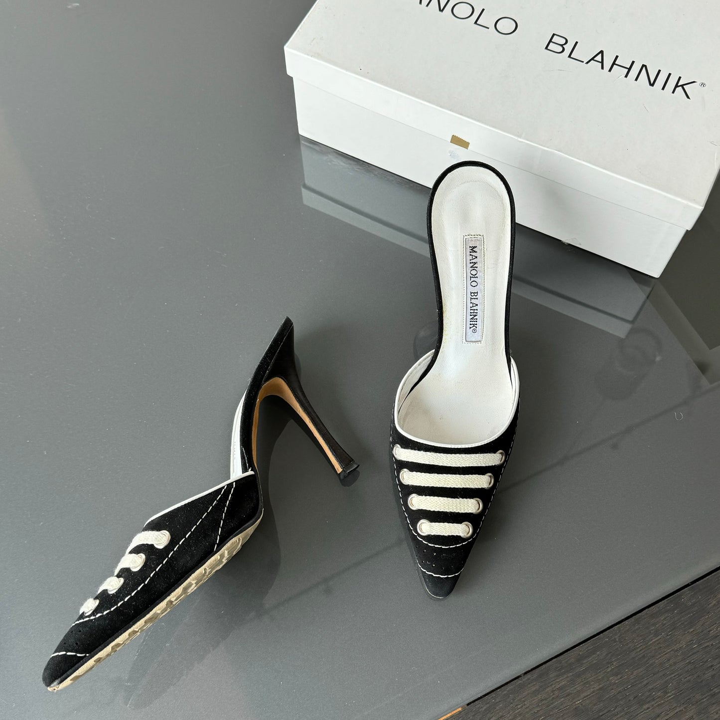 Manolo Blahnik 90s Black Sneaker Mules 36