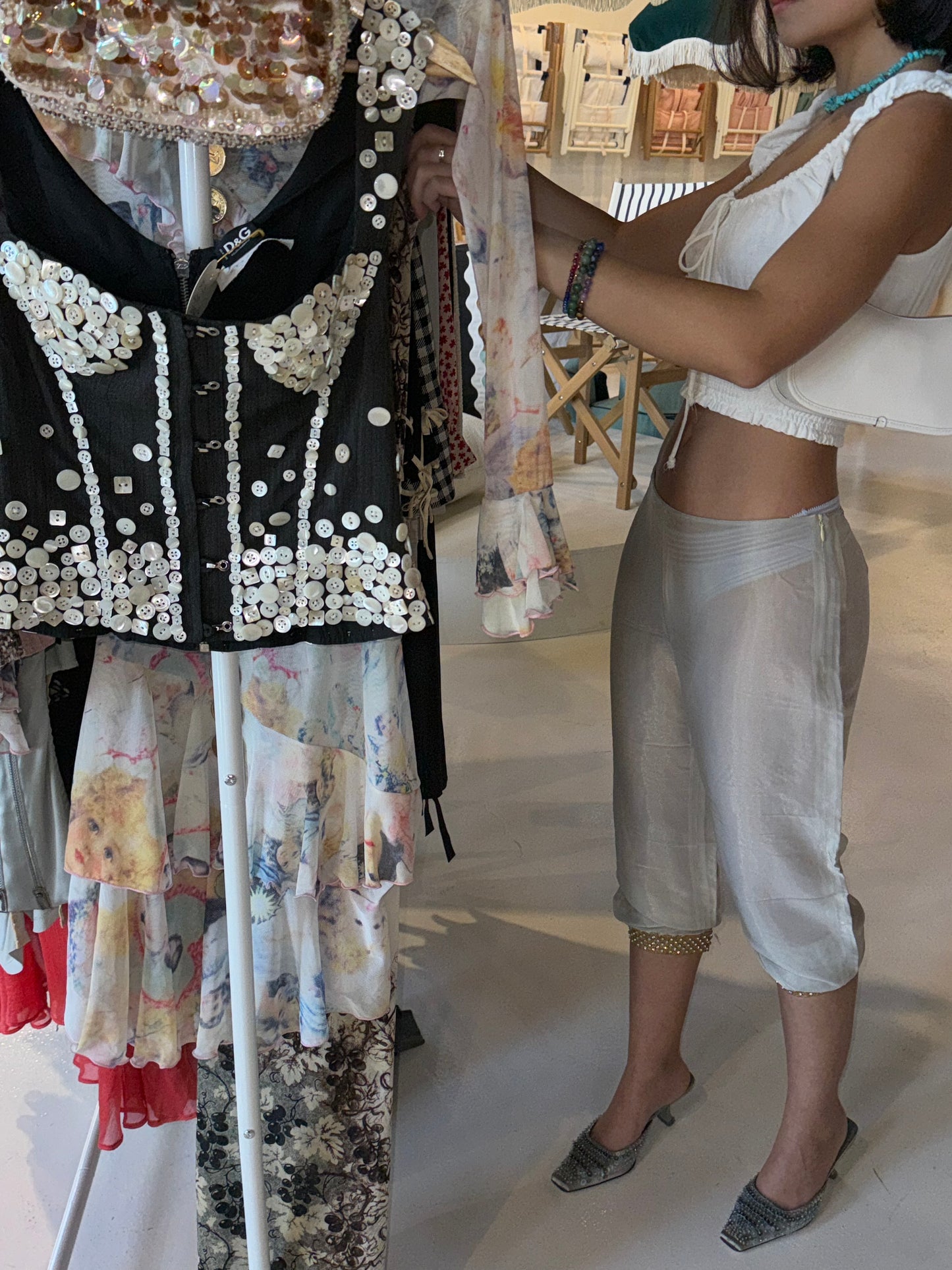 Miu Miu s/s ‘99 rhinestone capri pants