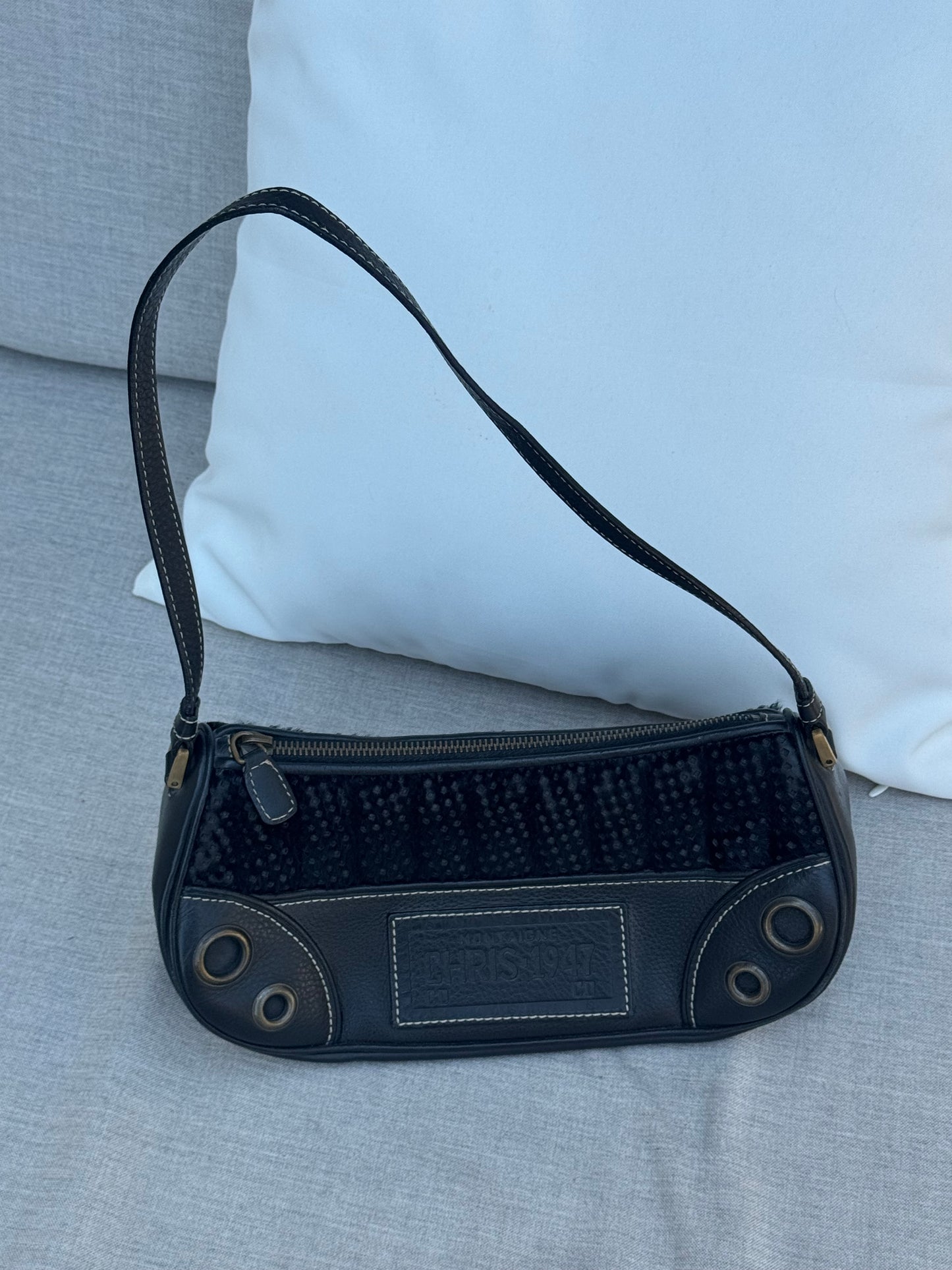 Christian Dior 2001 “License Plate” Pony Hair Shoulder Bag