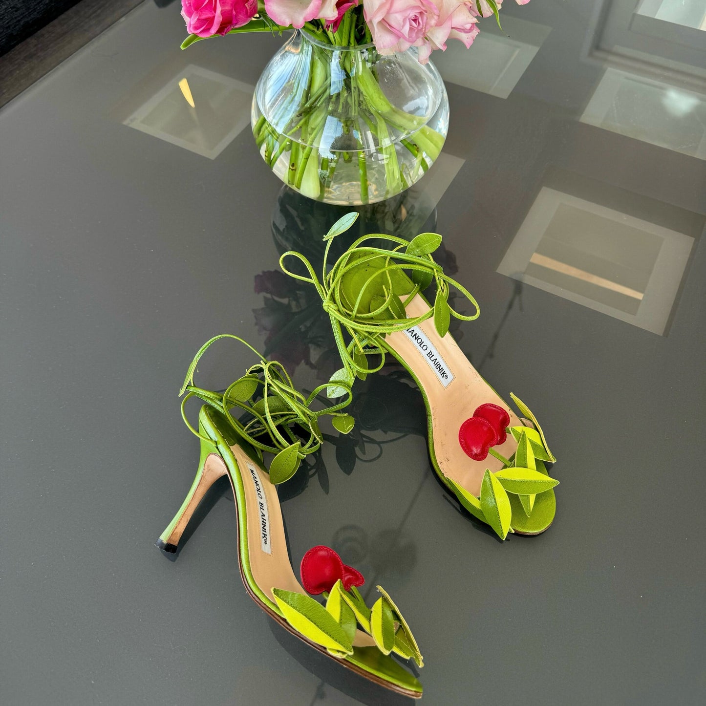 Manolo Blahnik Cherry Sandals 36