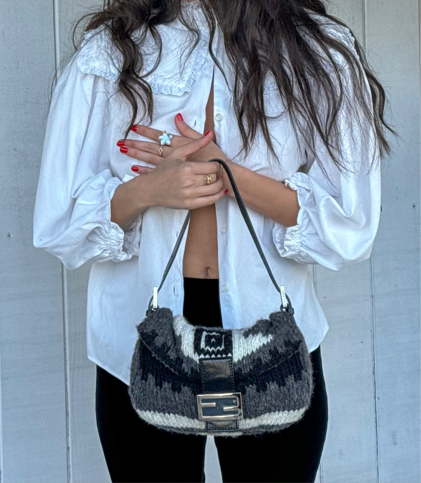 Fendi Wool Geometric Baguette