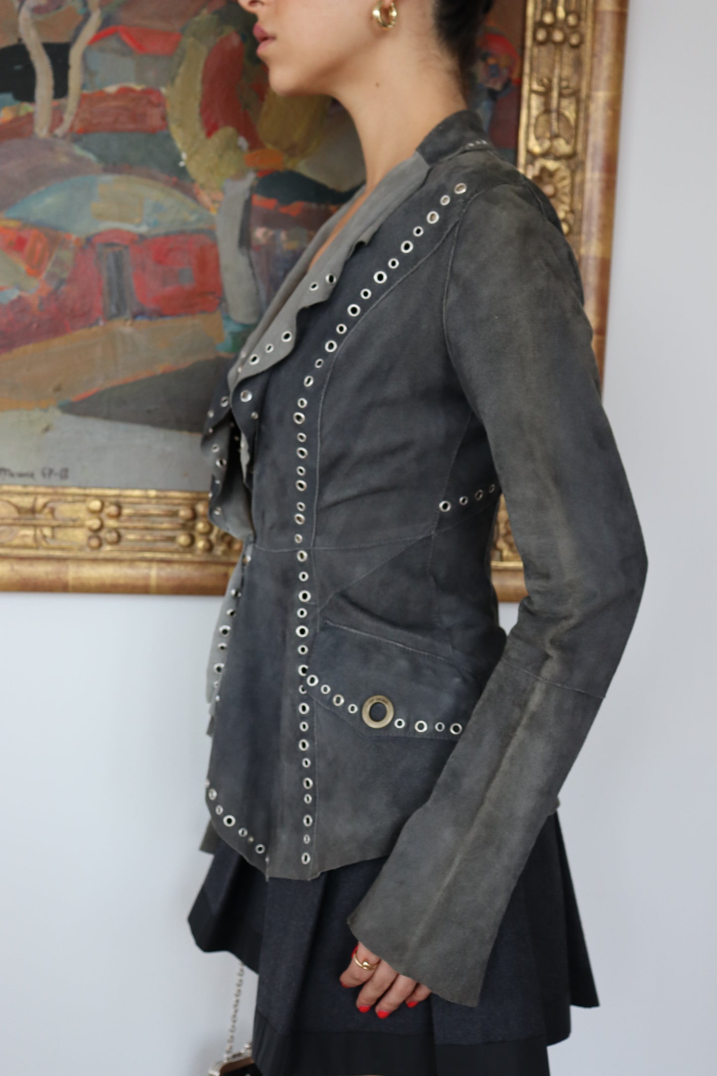 Just Cavalli 2000s Suede Eyelet Jacket