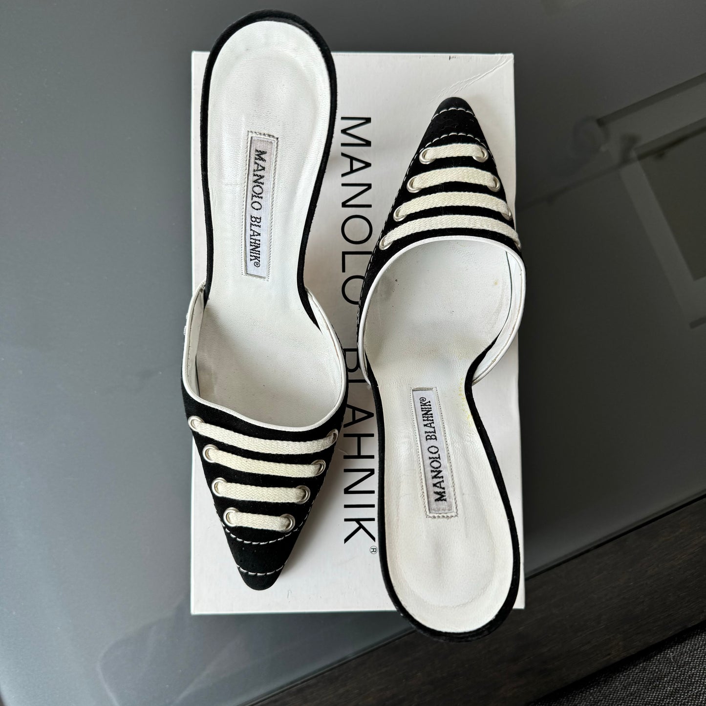 Manolo Blahnik 90s Black Sneaker Mules 36