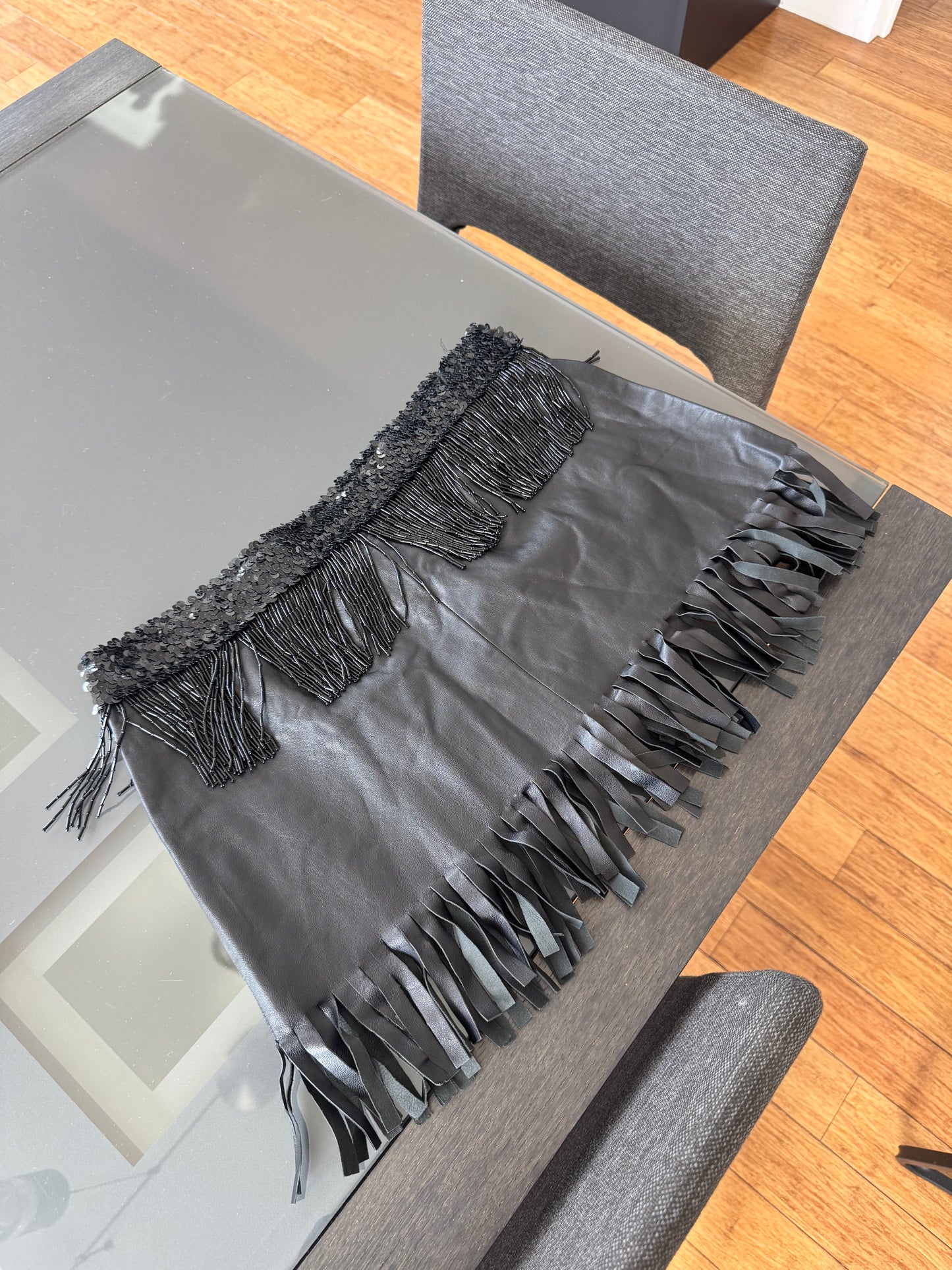 D&G Early 2000s Leather Fringe Skirt