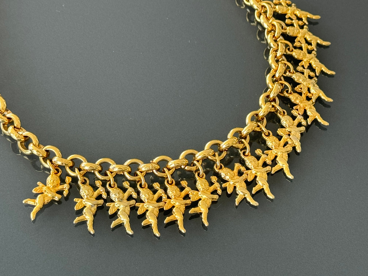 Christian Dior 1980’s 18k Gold-Plated Cherub Charm Necklace