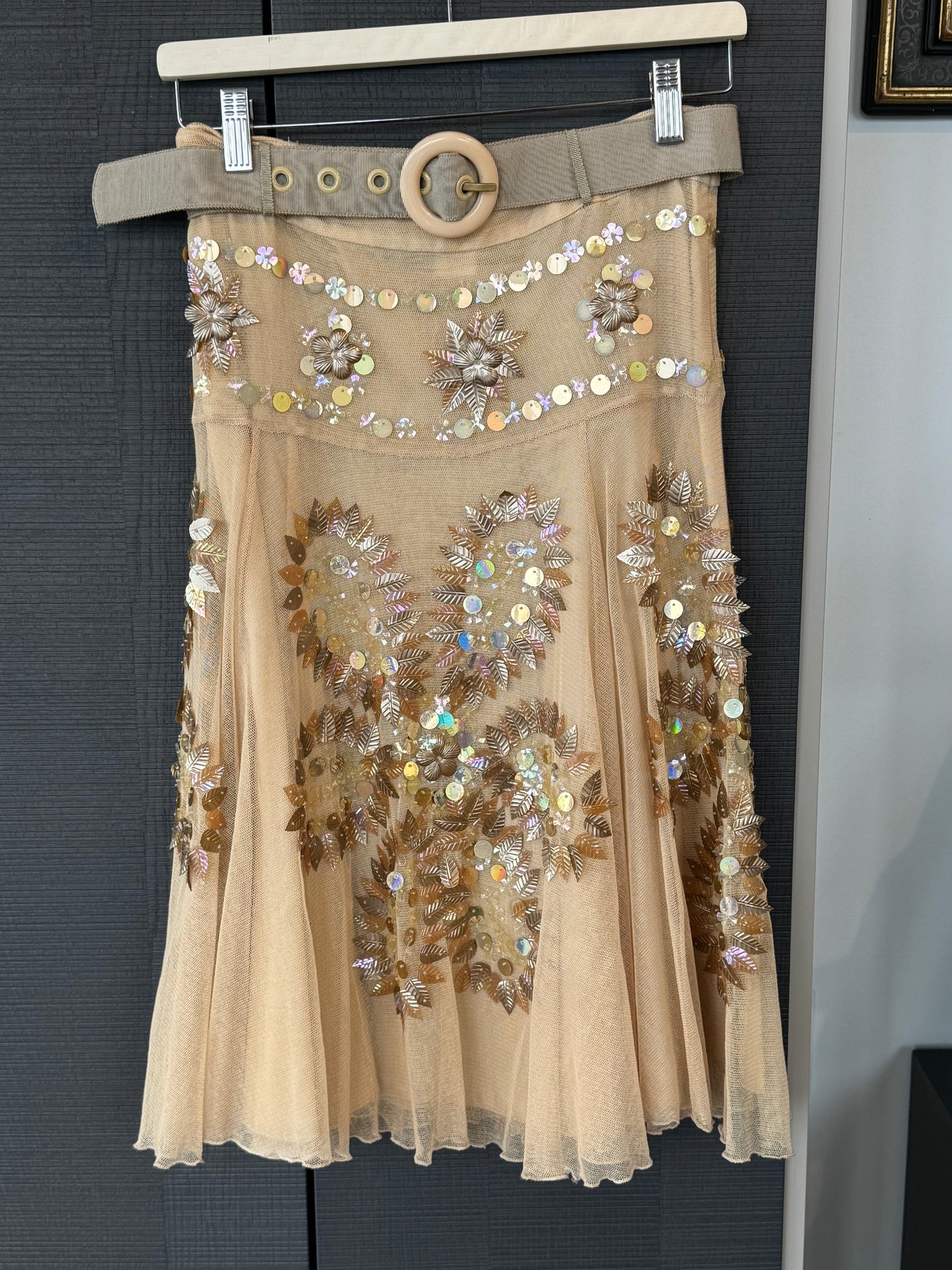 Moschino Cheap & Chic Flower Sequin Skirt