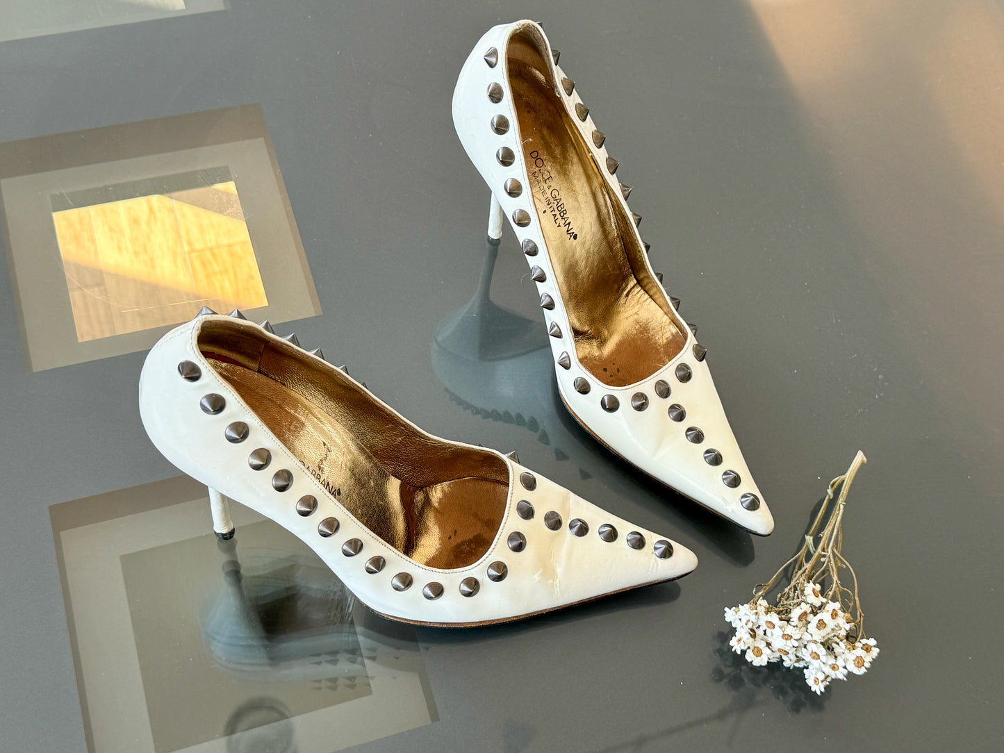 Dolce & Gabbana s/s 2003 Runway Studded Heels 38.5