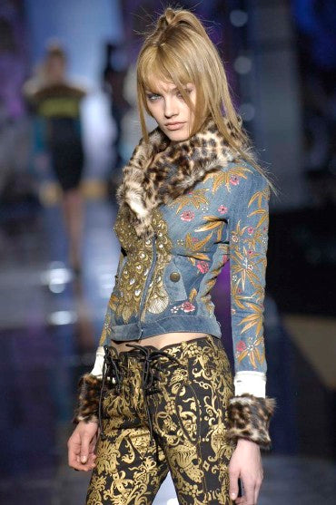 JustCavalli Baroque Lace-Up Denim Runway 2006