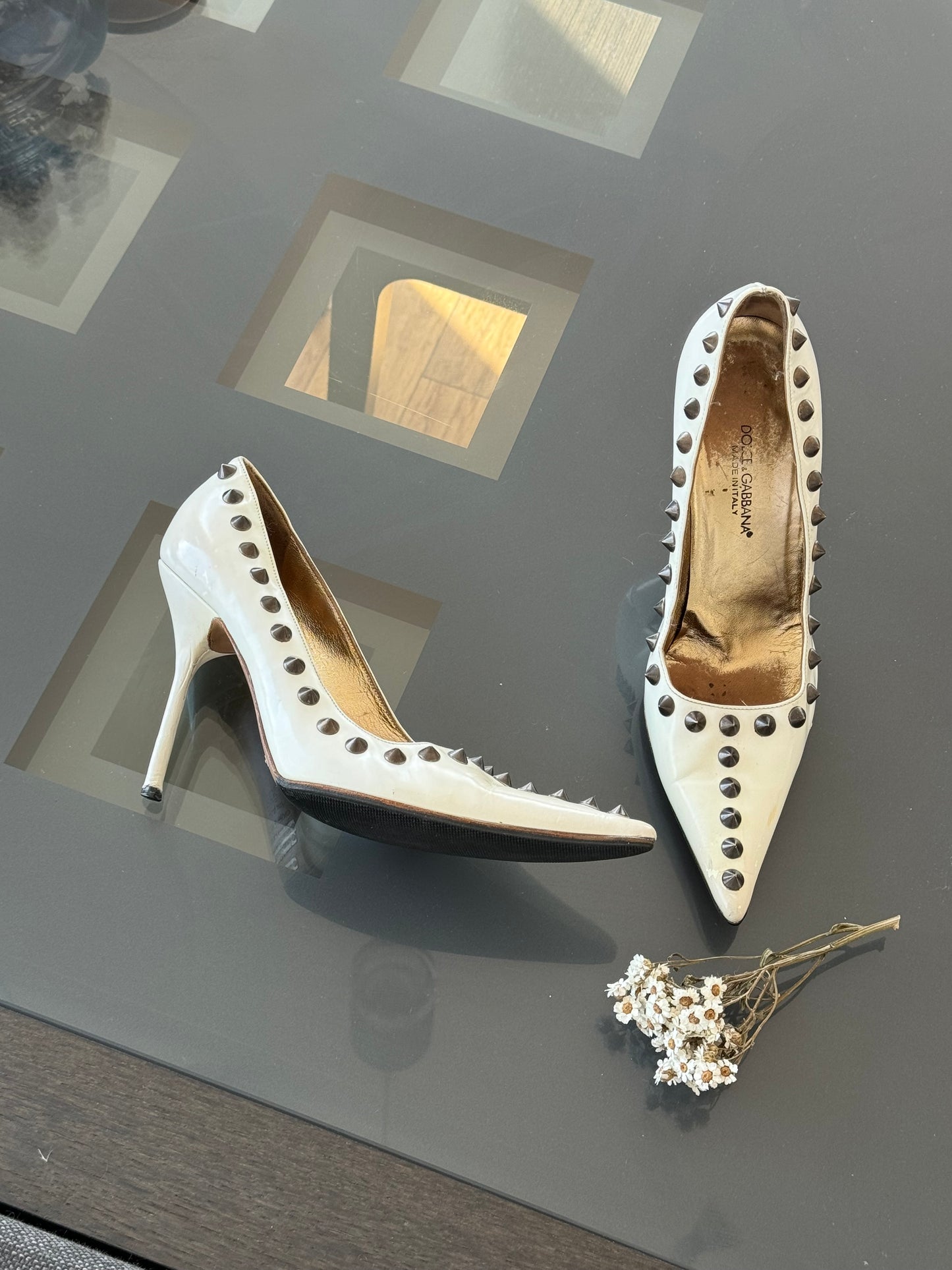 Dolce & Gabbana s/s 2003 Runway Studded Heels 38.5