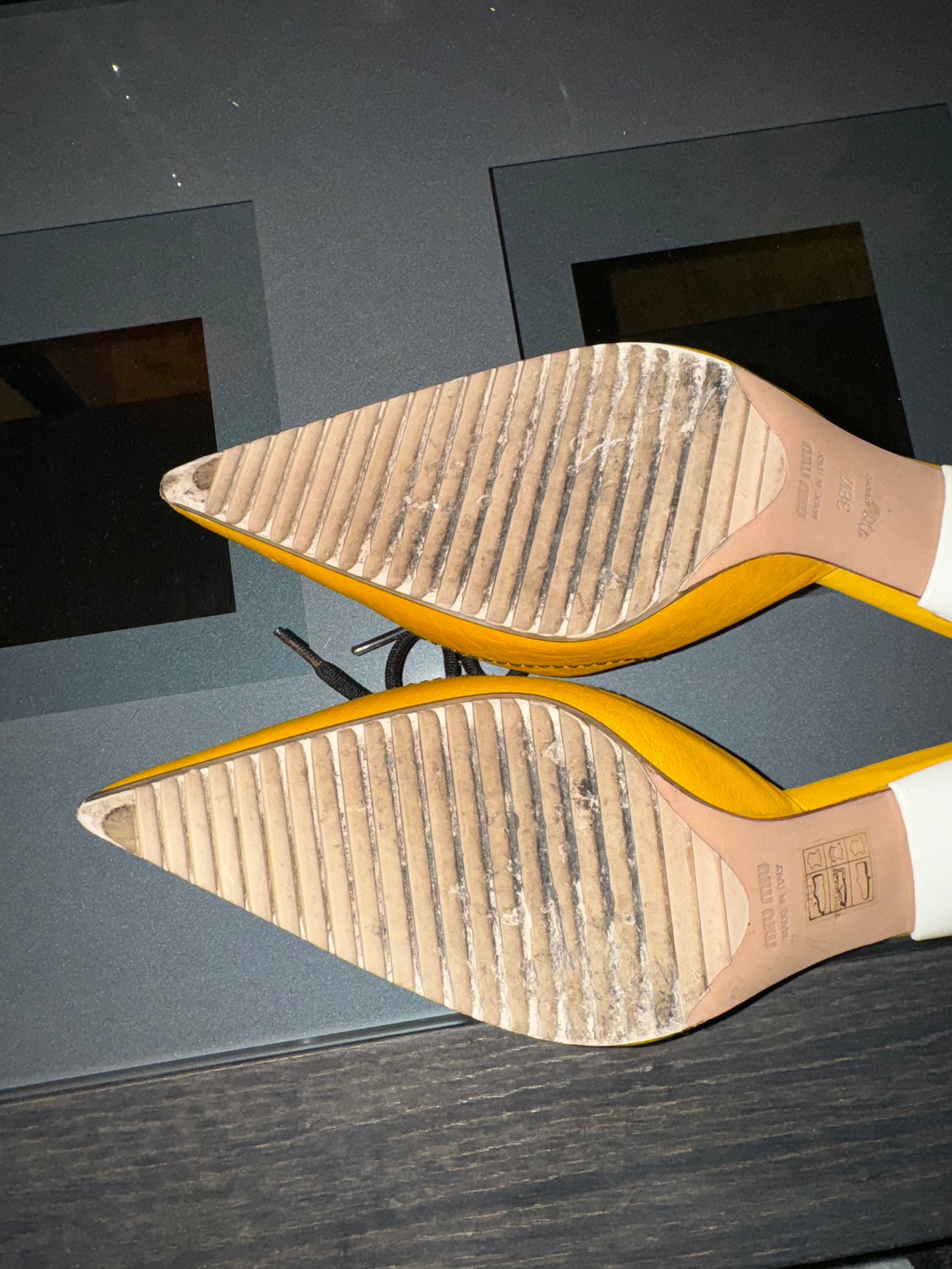 Miu Miu Football Mule Heels 38.5 (runs a full size small)
