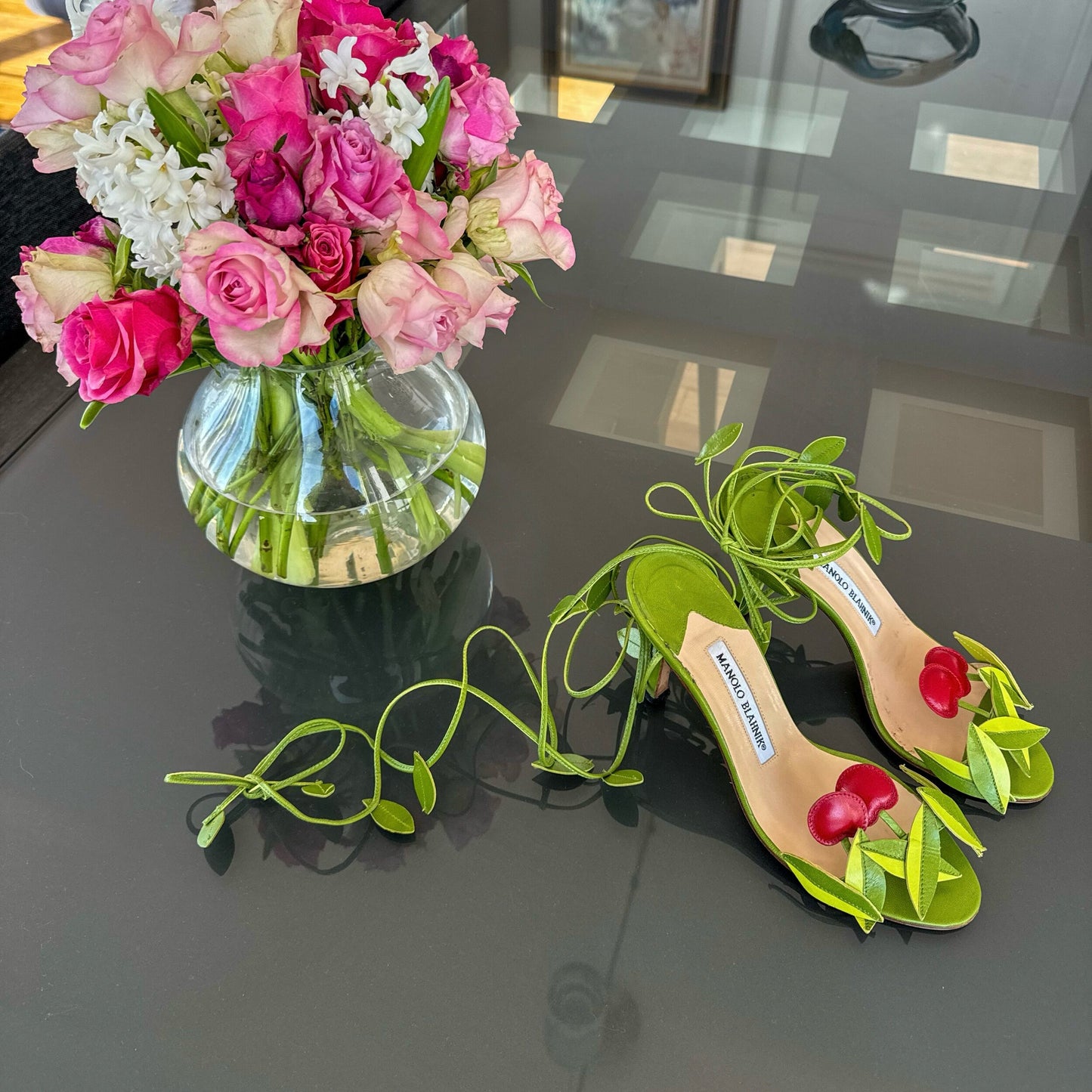 Manolo Blahnik Cherry Sandals 36