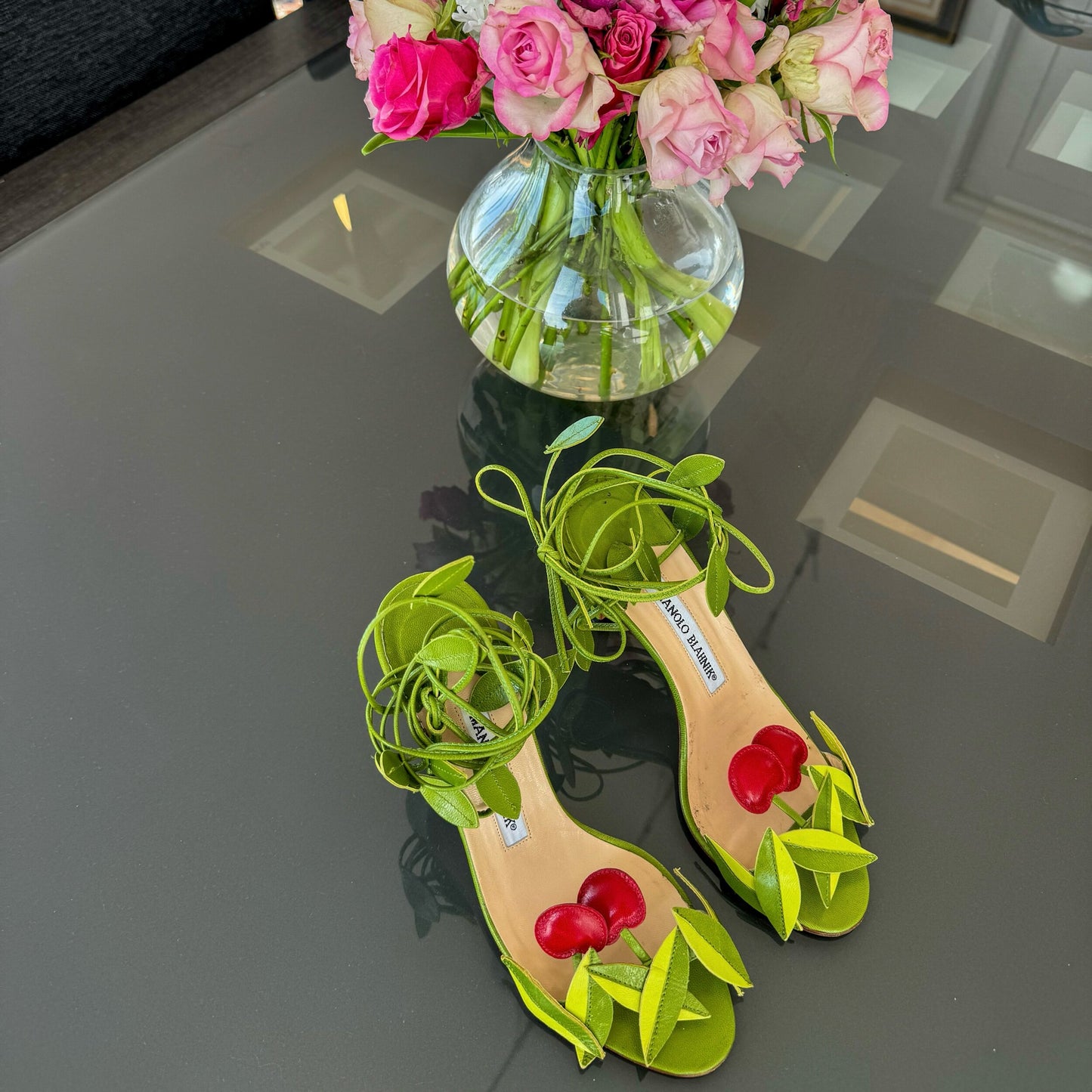Manolo Blahnik Cherry Sandals 36
