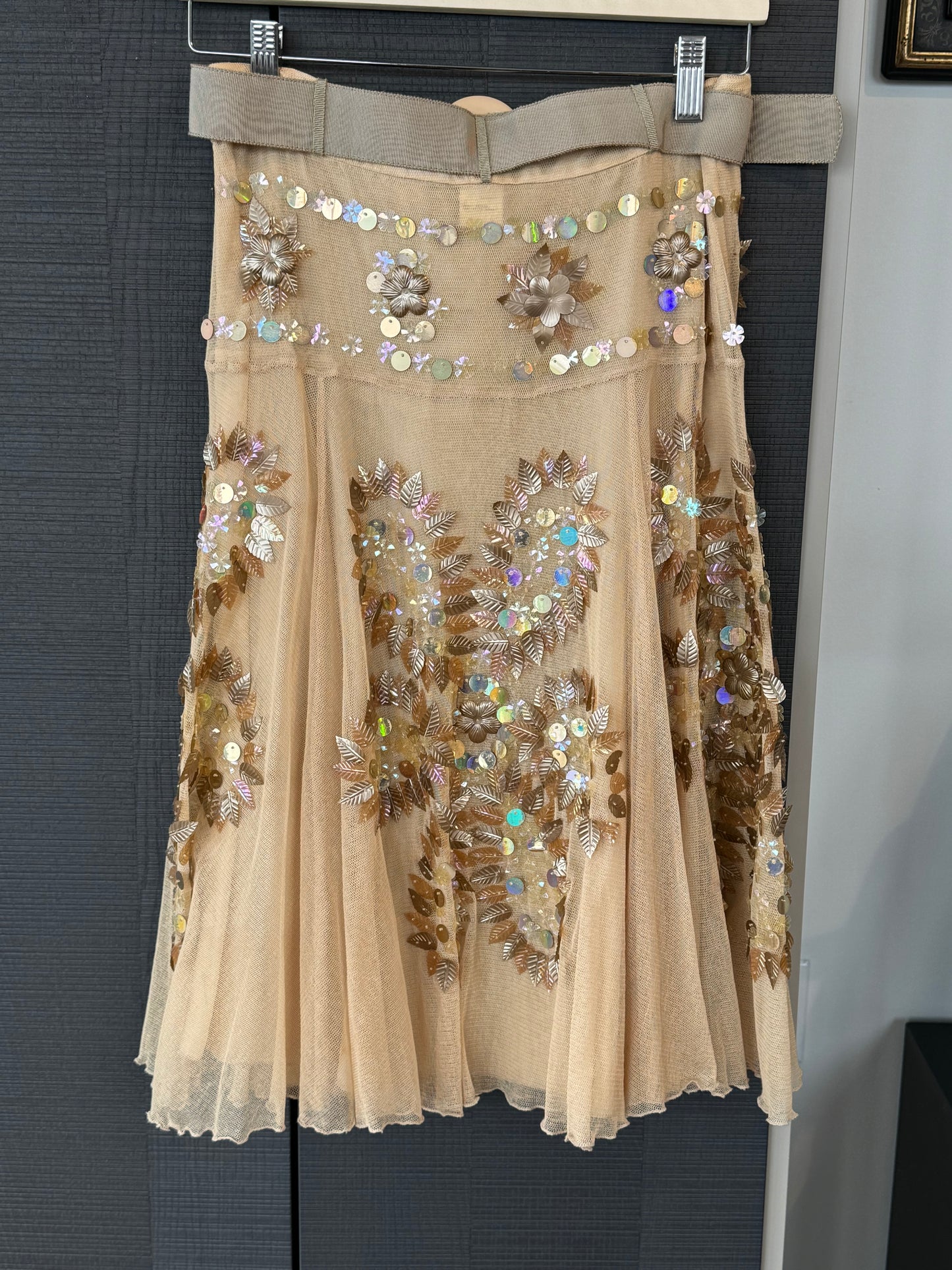 Moschino Cheap & Chic Flower Sequin Skirt