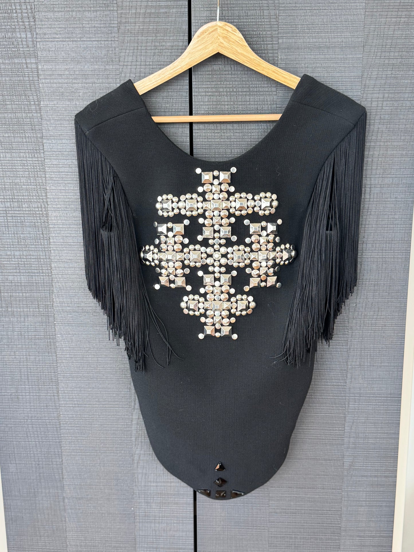 Saint Laurent by Hedi Slimane 2014 Studded Cross Fringe Top
