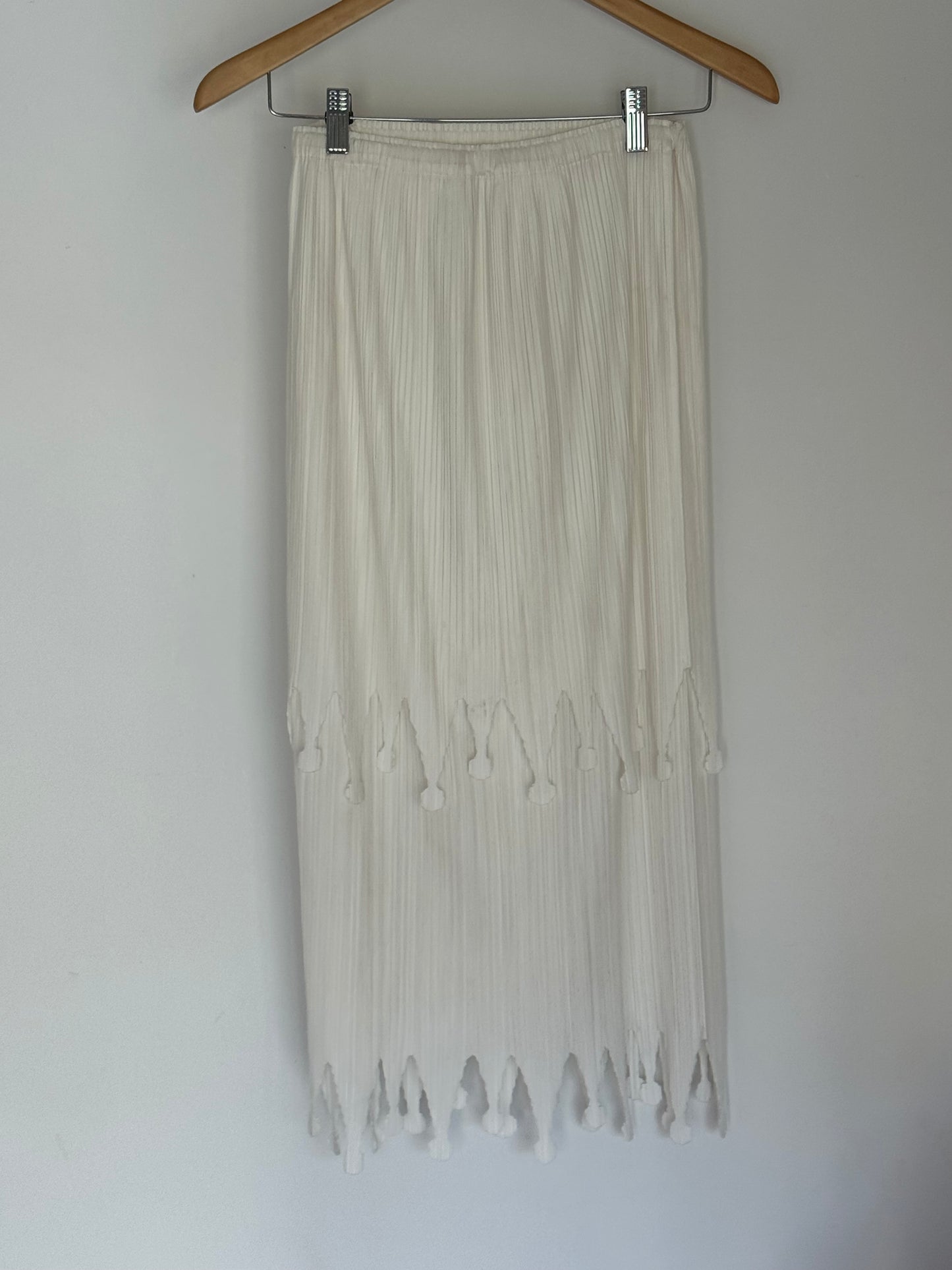 Issey Miyake Pleats Please White Tiered Skirt