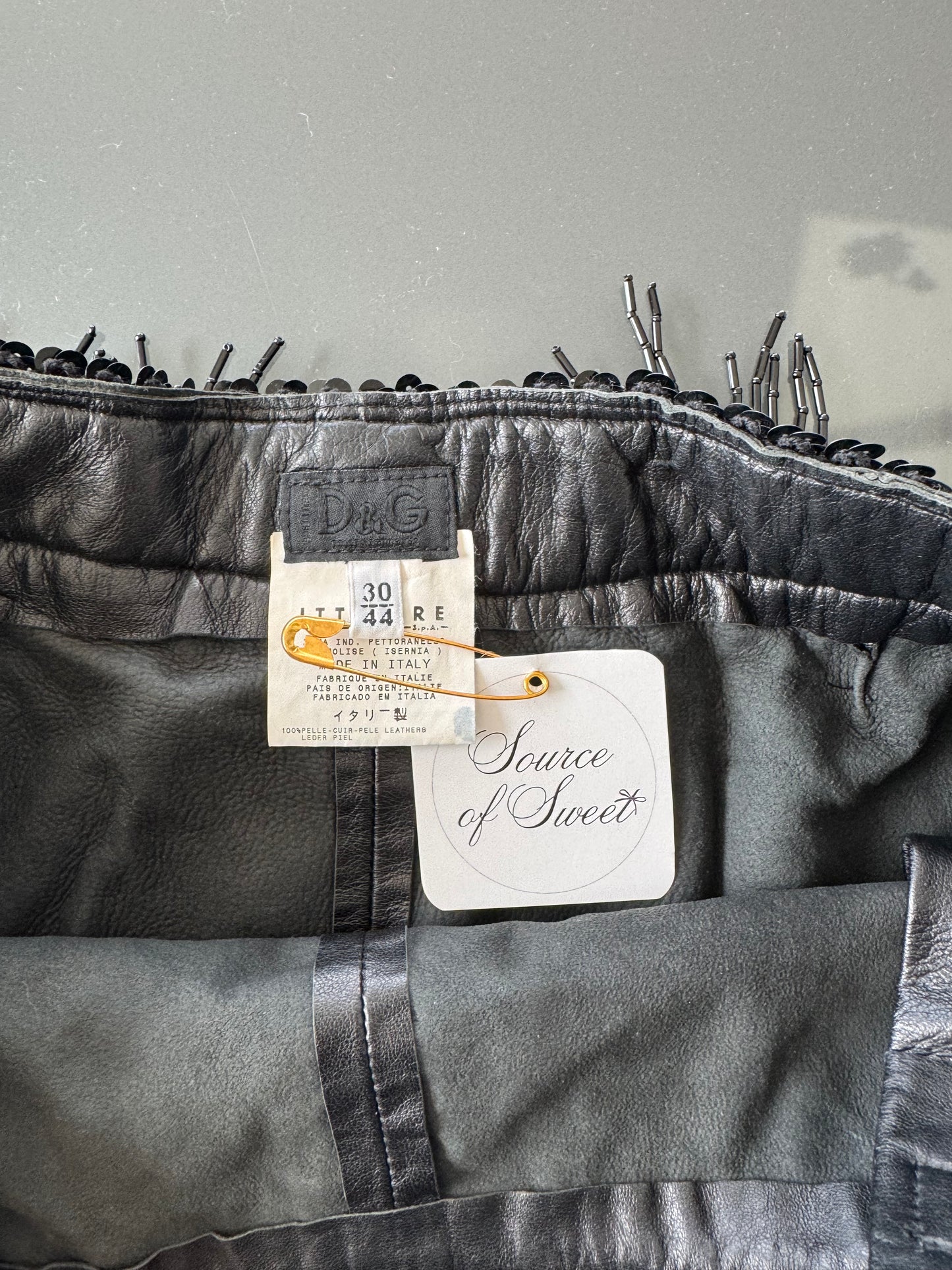 D&G Early 2000s Leather Fringe Skirt
