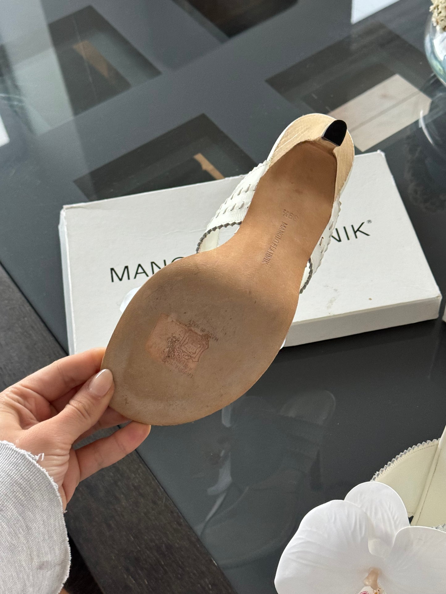 Manolo Blahnik Flower Mules 39.5