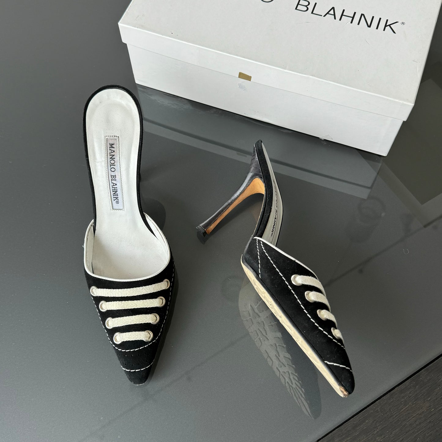 Manolo Blahnik 90s Black Sneaker Mules 36