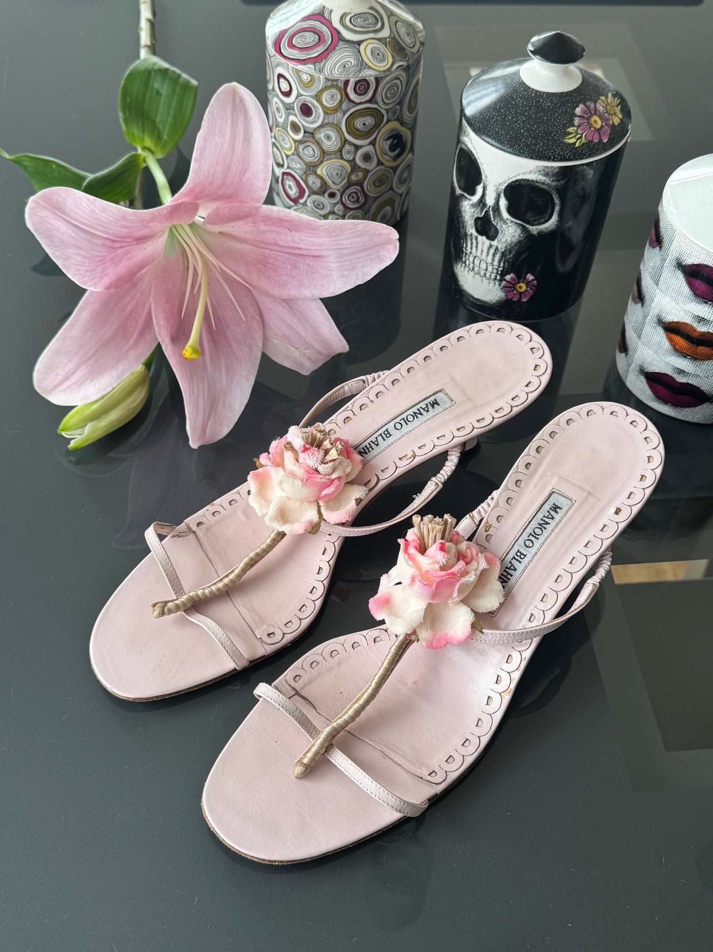 Vintage Manolo Blahnik Floral Sandals 41
