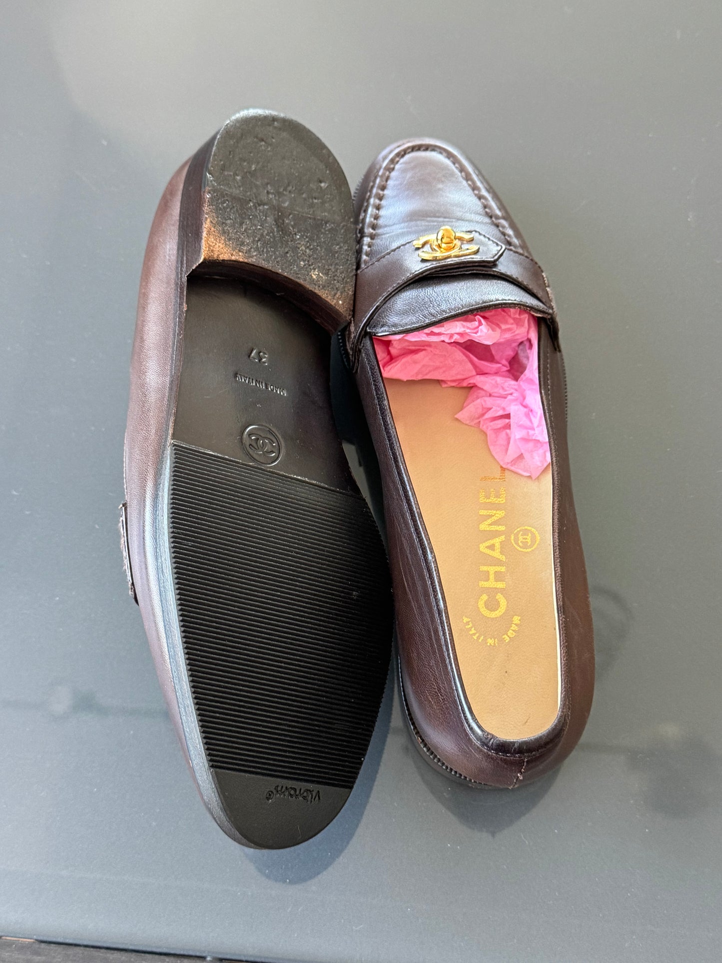 Chanel 1990s Turn-Lock Loafers 37