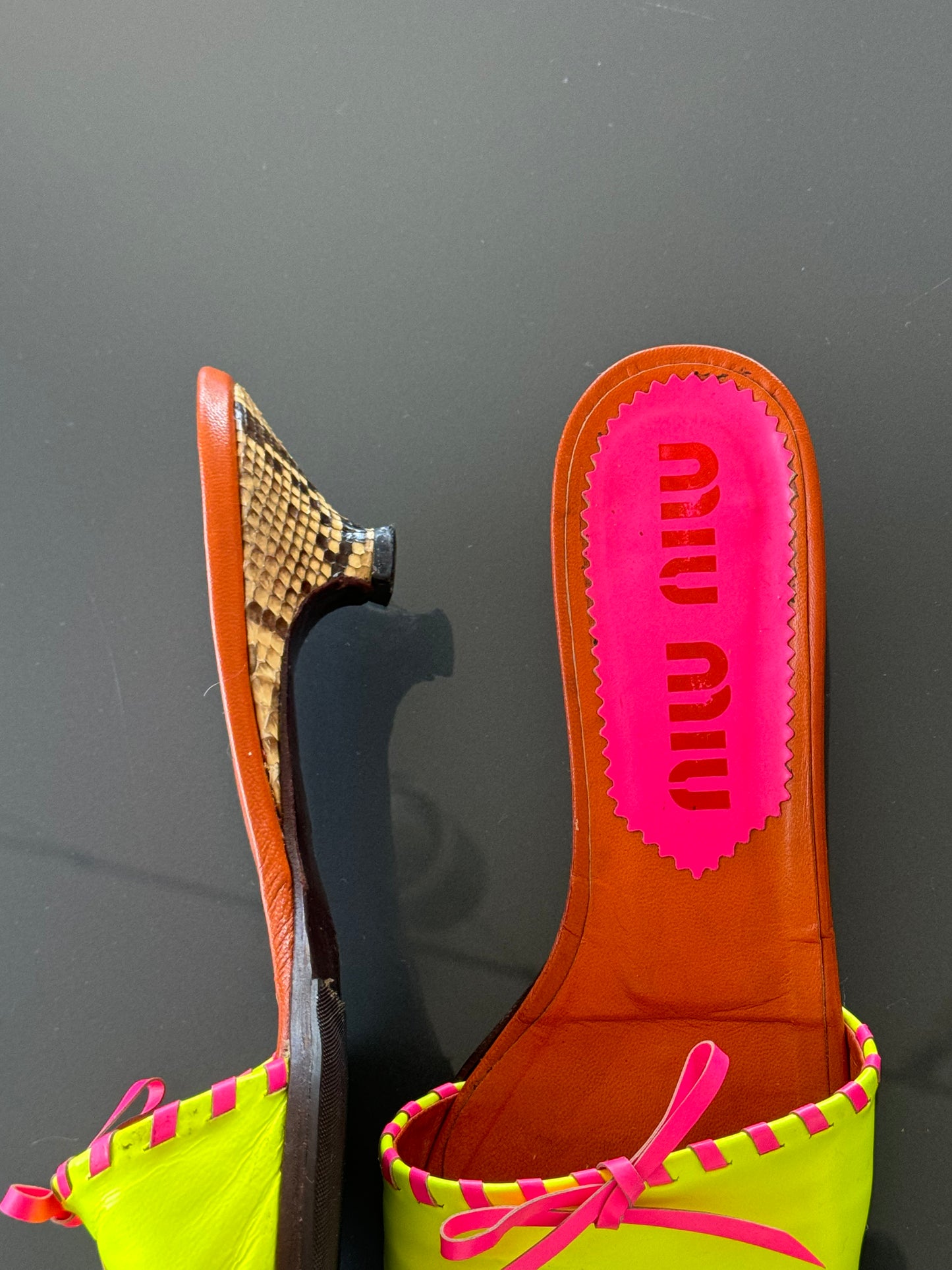 Miu Miu s/s 1999 Neon Sandals 36.5