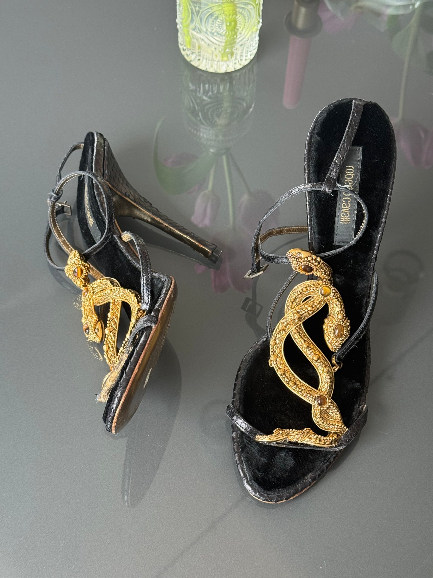 Vintage Roberto Cavalli Python Snake Heels 38