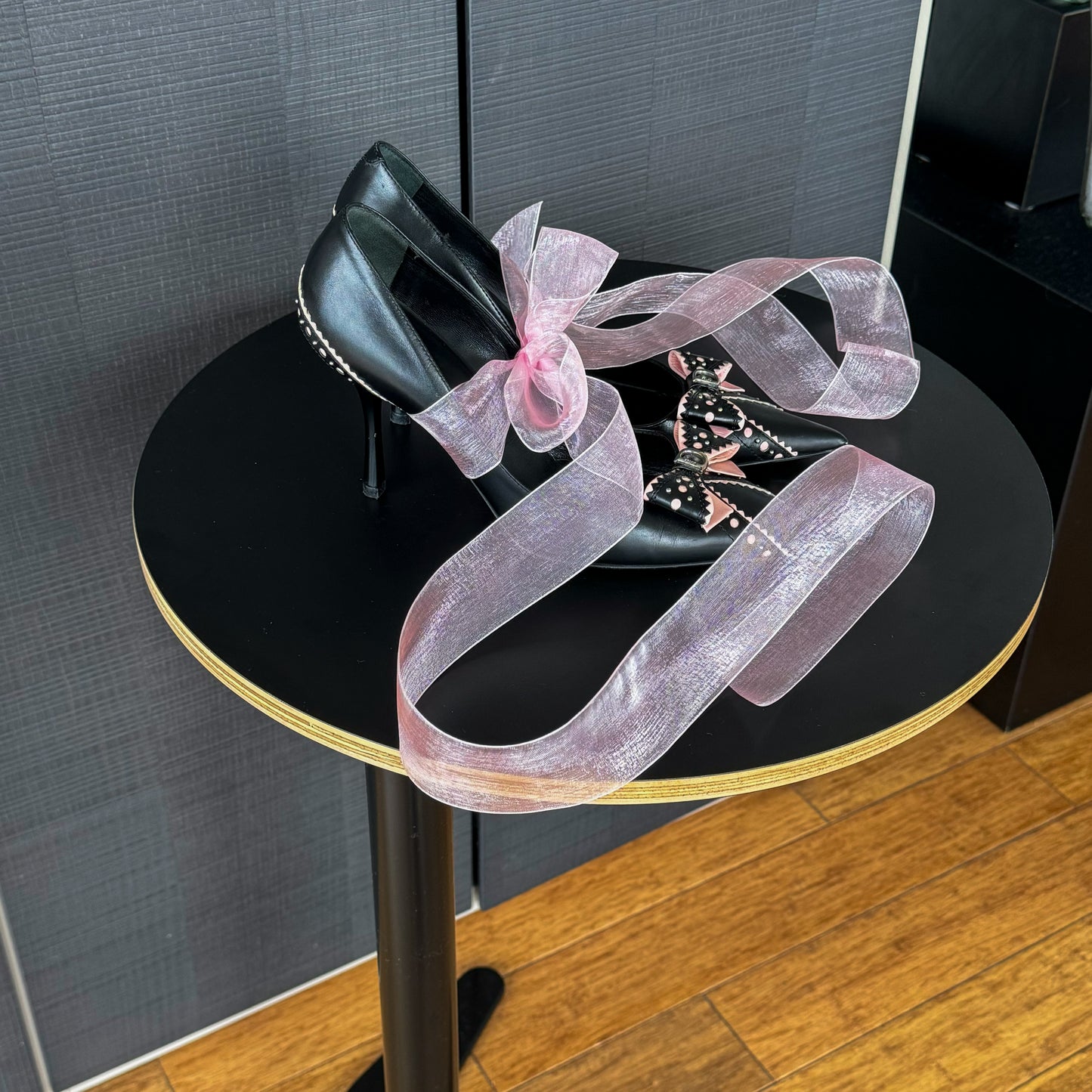 Dior Black/Pink Bow Heels (runs like 37)