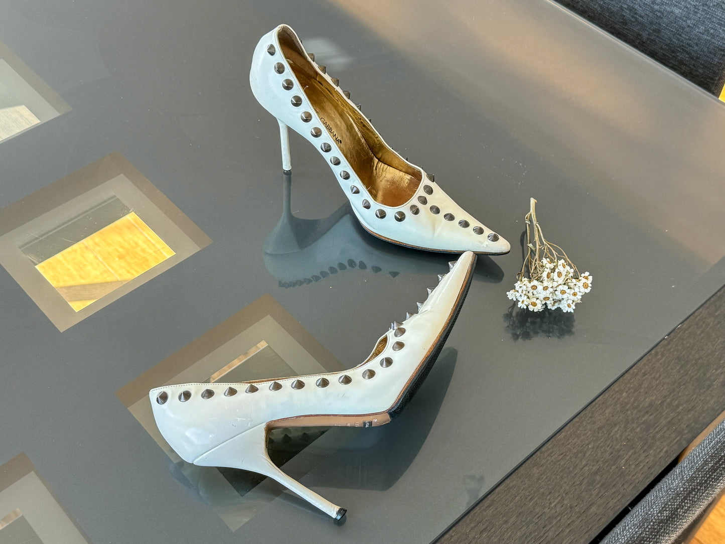 Dolce & Gabbana s/s 2003 Runway Studded Heels 38.5