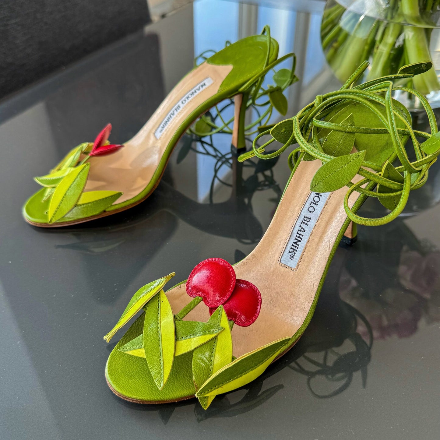 Manolo Blahnik Cherry Sandals 36