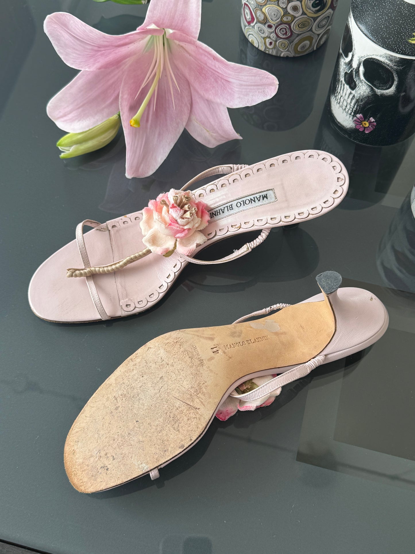Vintage Manolo Blahnik Floral Sandals 41