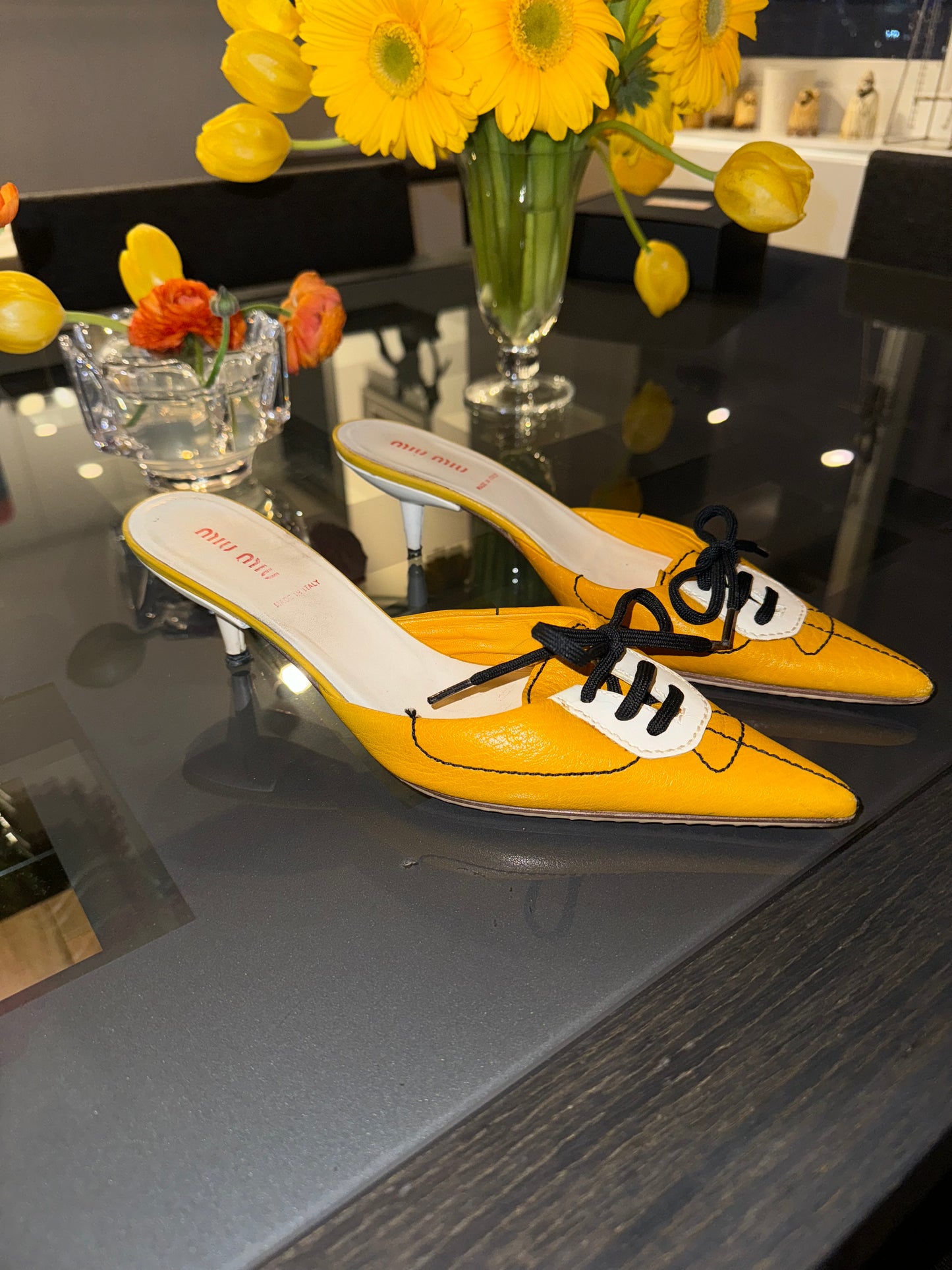 Miu Miu Football Mule Heels 38.5 (runs a full size small)