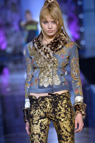JustCavalli Baroque Lace-Up Denim Runway 2006