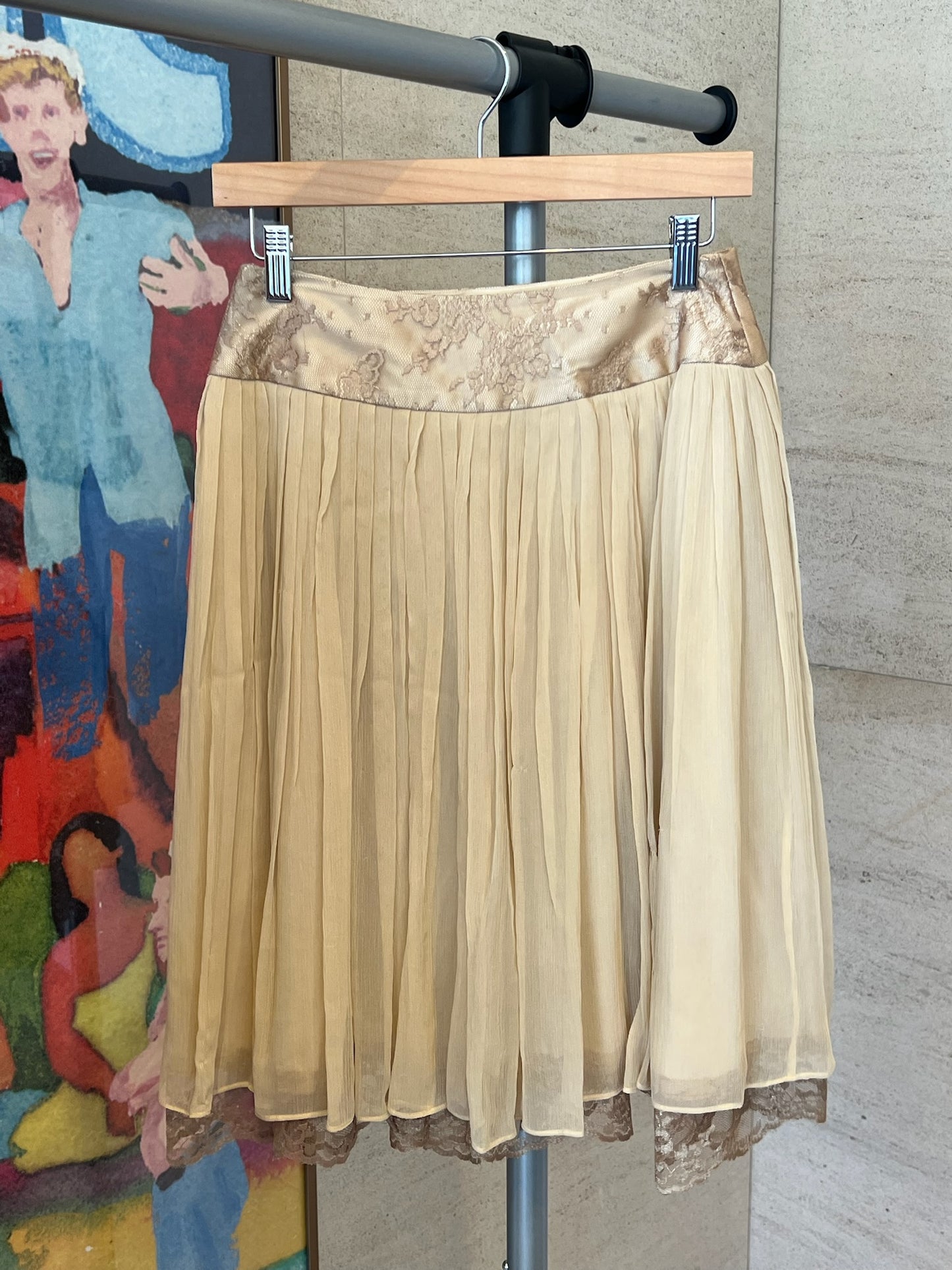 Vintage Diane von Furstenberg Silk/Lace Bow Skirt