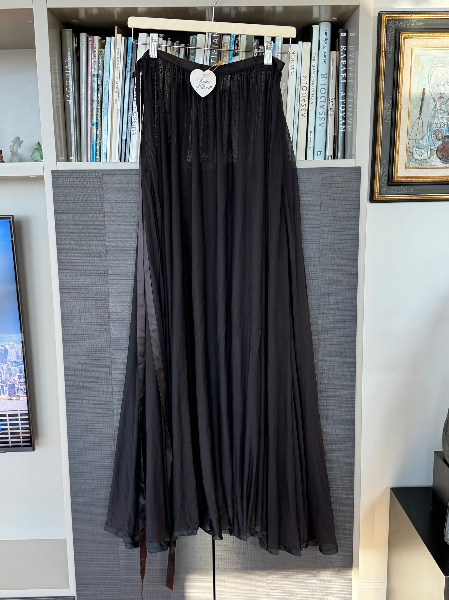 YSL 70s Rive Gauche Mesh Skirt w/ ribbon tie