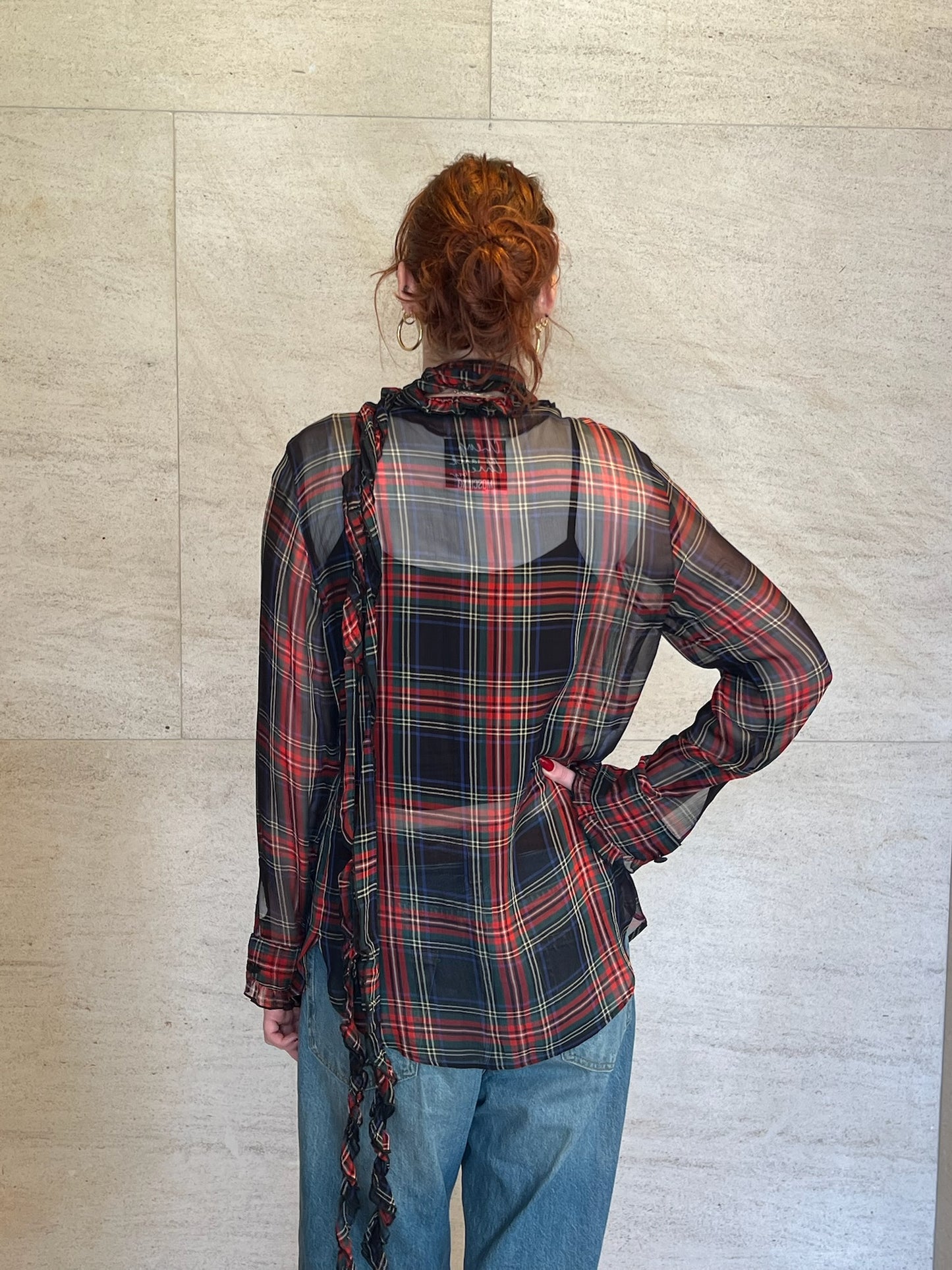 Vintage Moschino Cheap & Chic Sheer Tartan Blouse