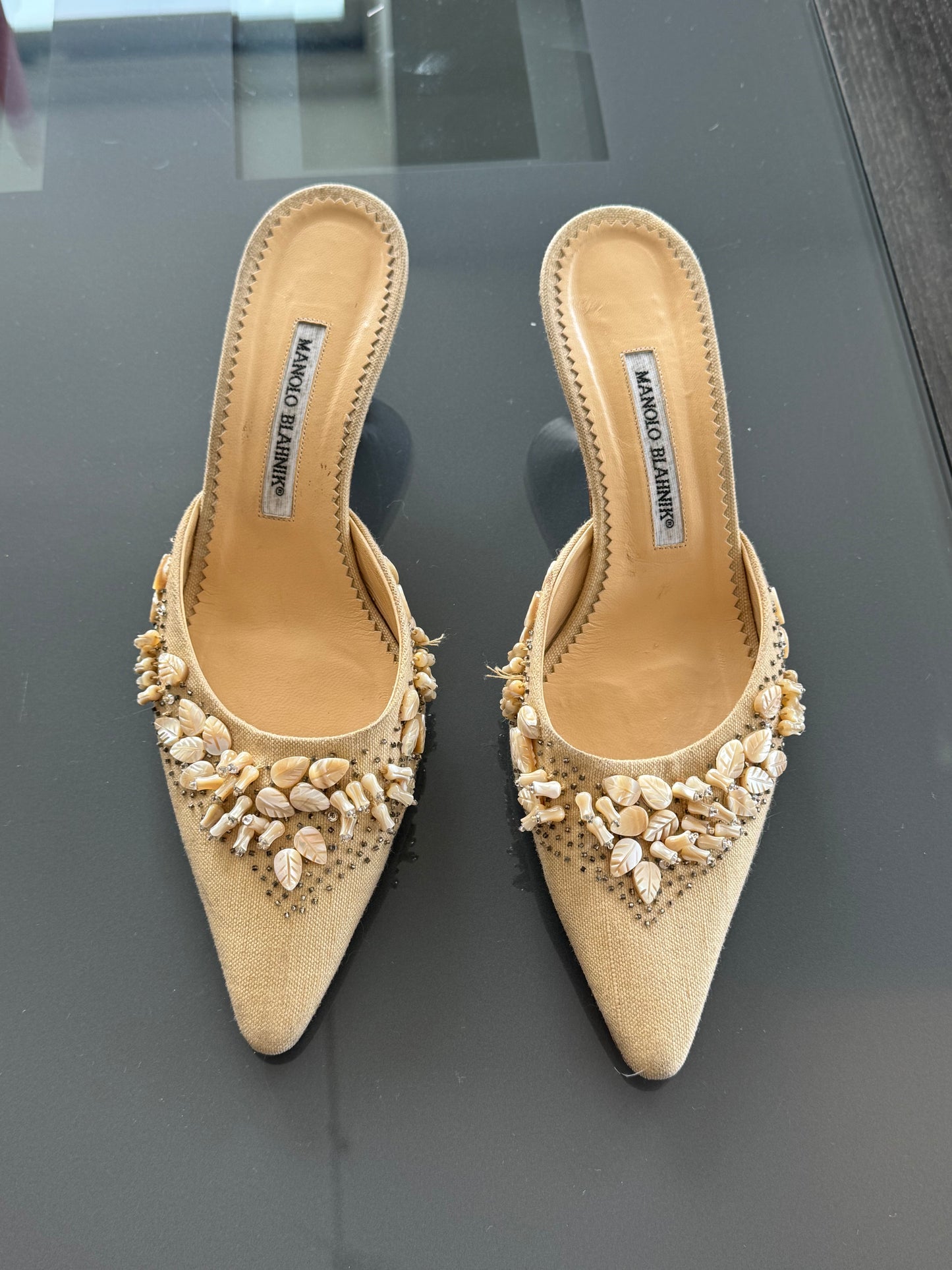 Vintage Manolo Blahnik Embellished Mules 39.5 (runs like true 39)