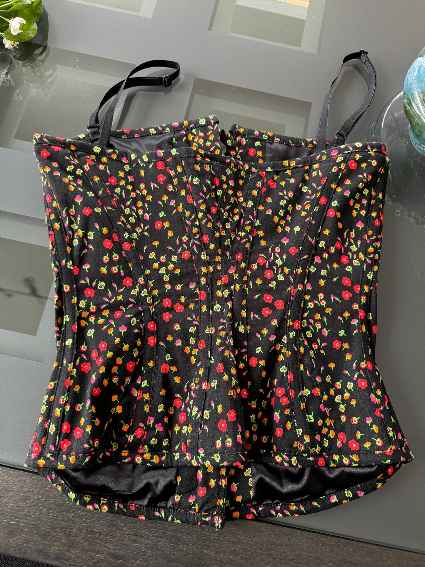D&G Floral Black/Red Corset