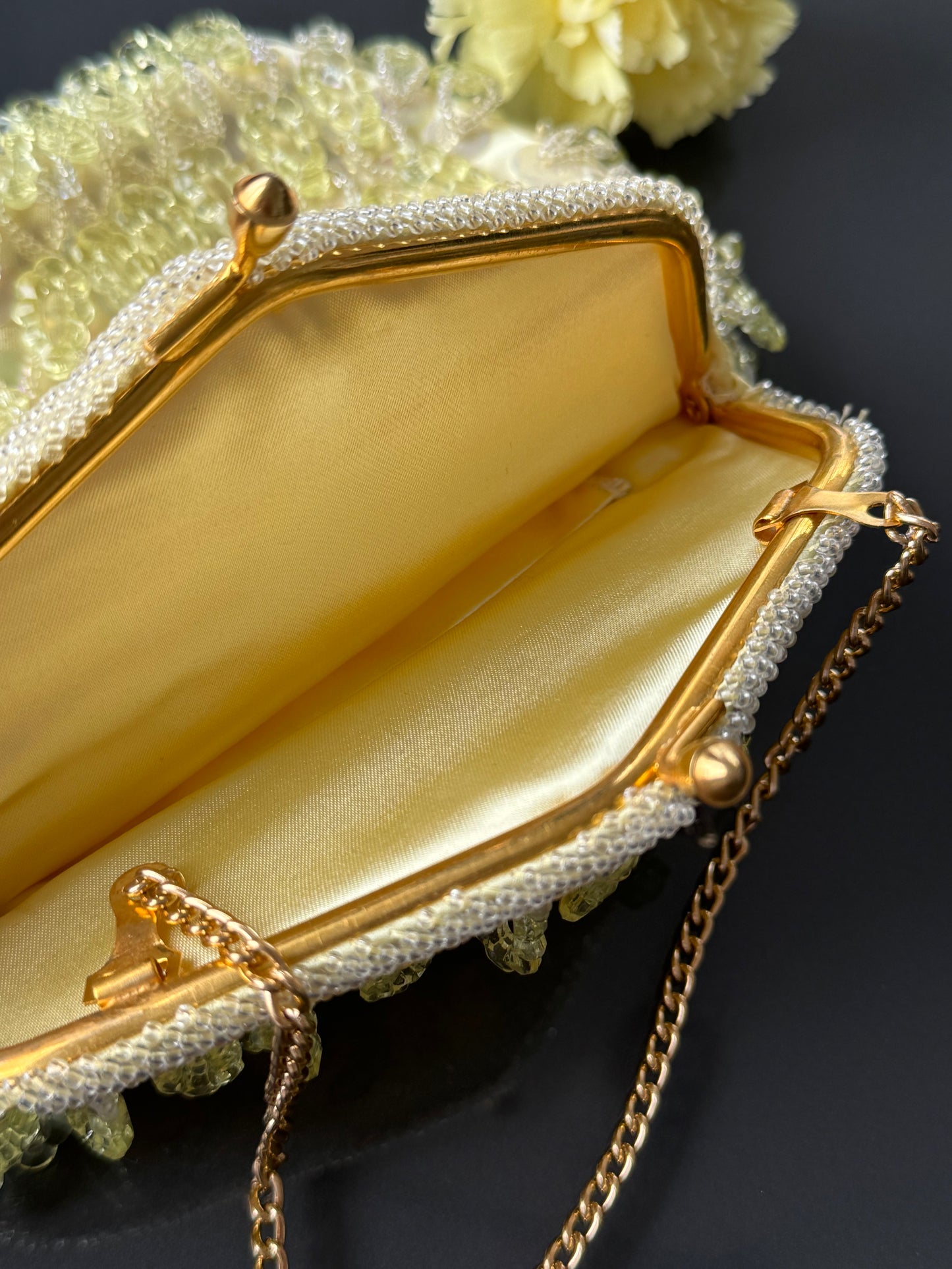 Vintage 1960s Pastel Yellow Beaded Bag