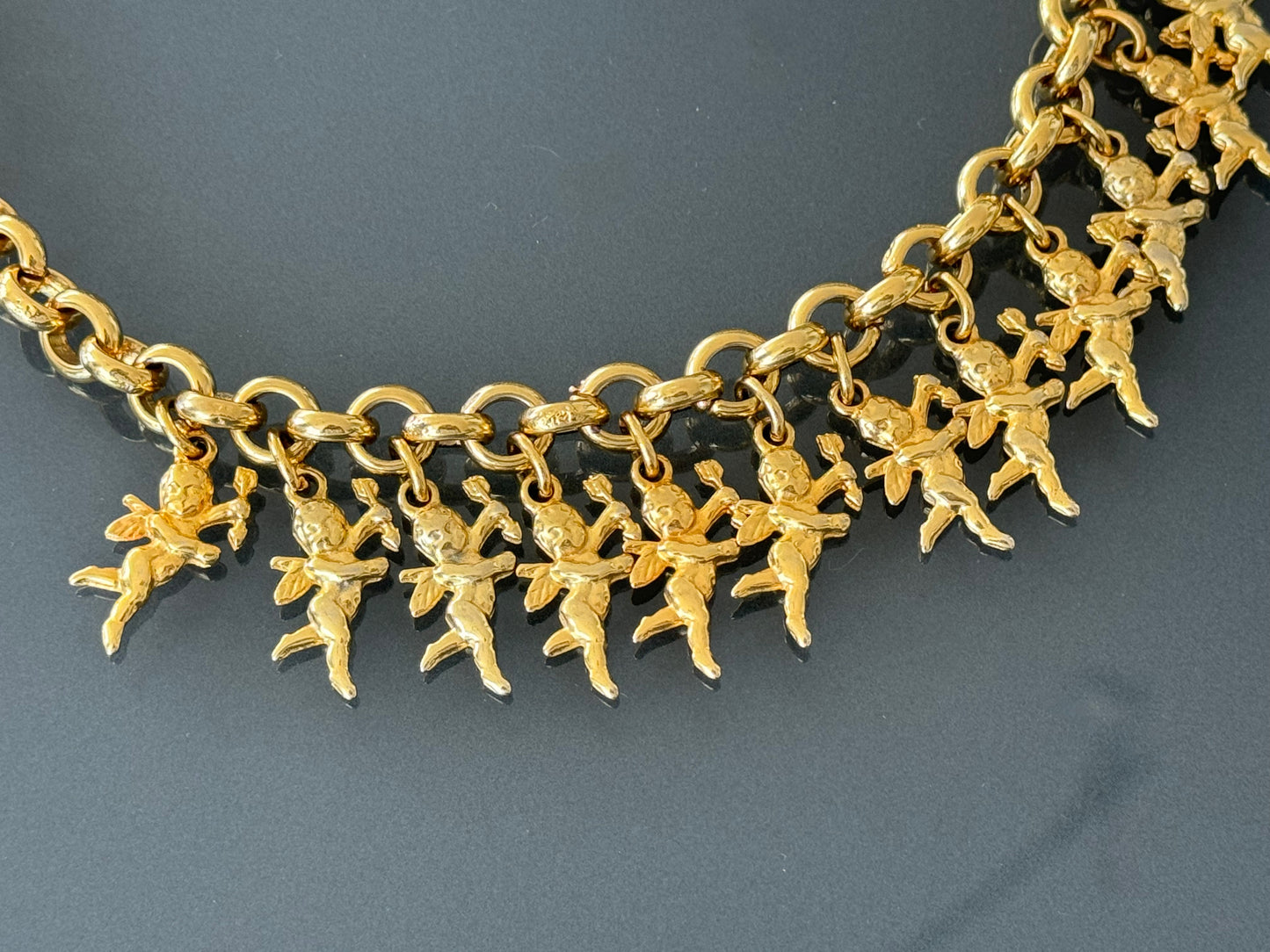 Christian Dior 1980’s 18k Gold-Plated Cherub Charm Necklace