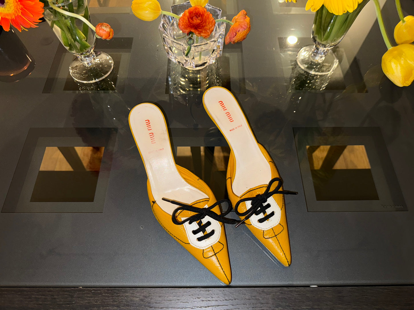 Miu Miu Football Mule Heels 38.5 (runs a full size small)