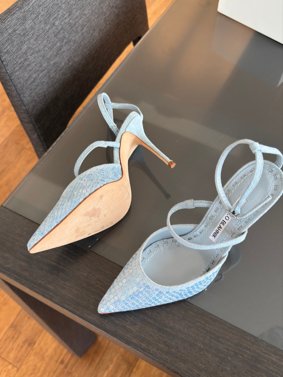 Manolo Blahnik x Rihanna “Sea Blue Sequin” Heels 35.5
