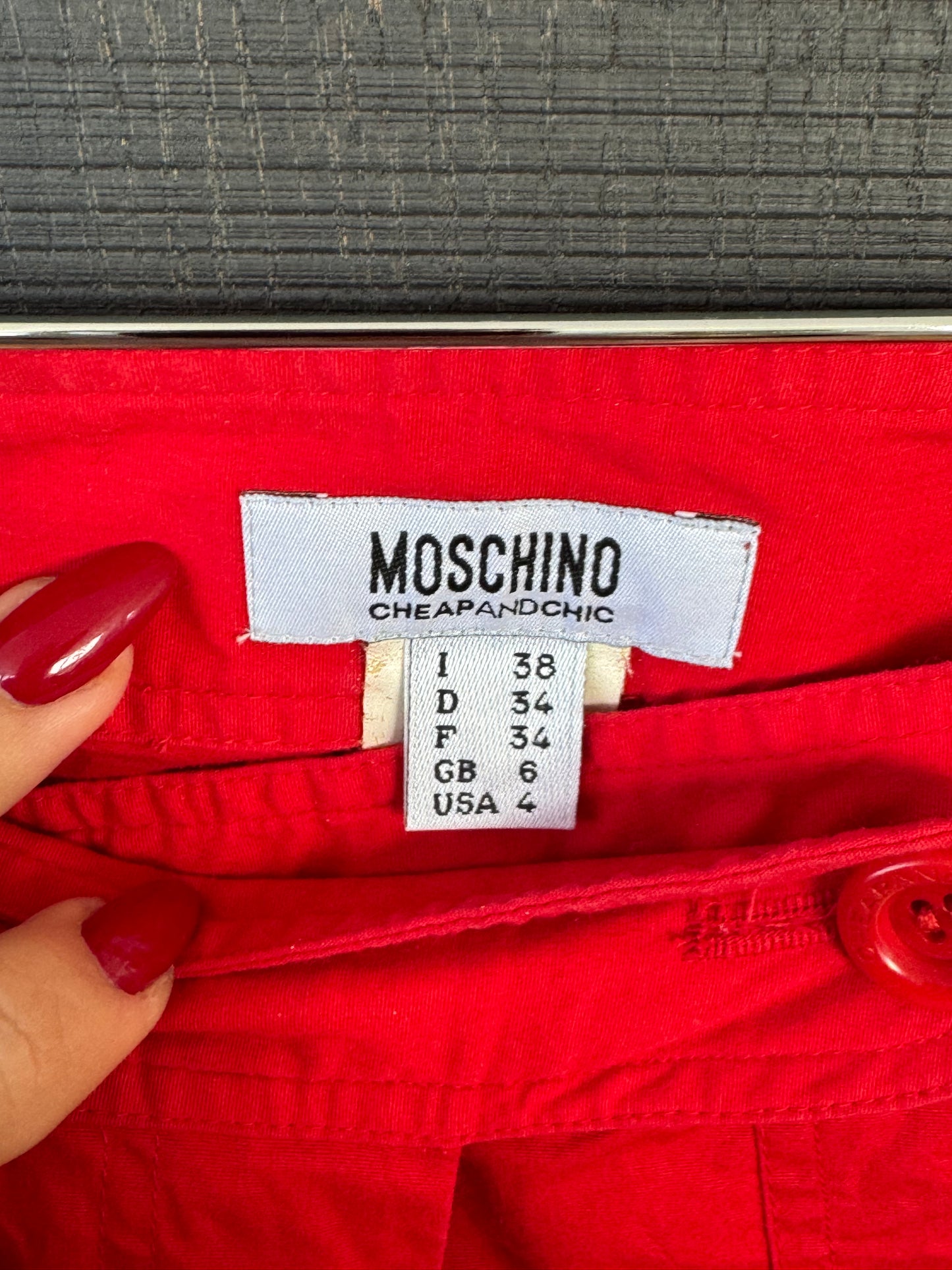 Moschino Cheap and Chic Red Button Capri Pants