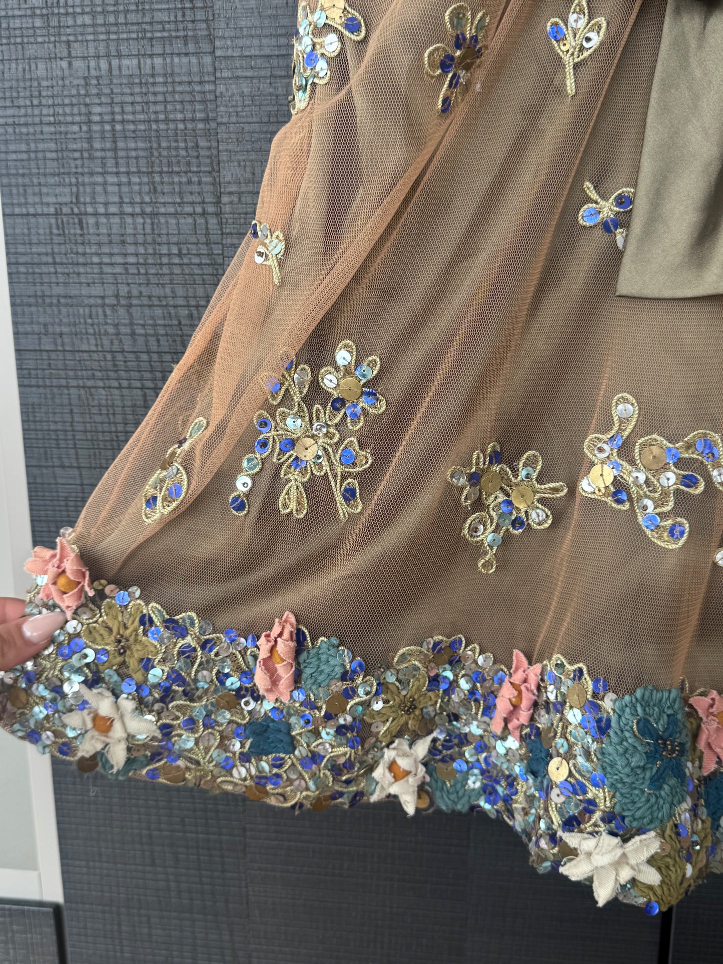 Vintage John Galliano Embellished Floral Silk Dress