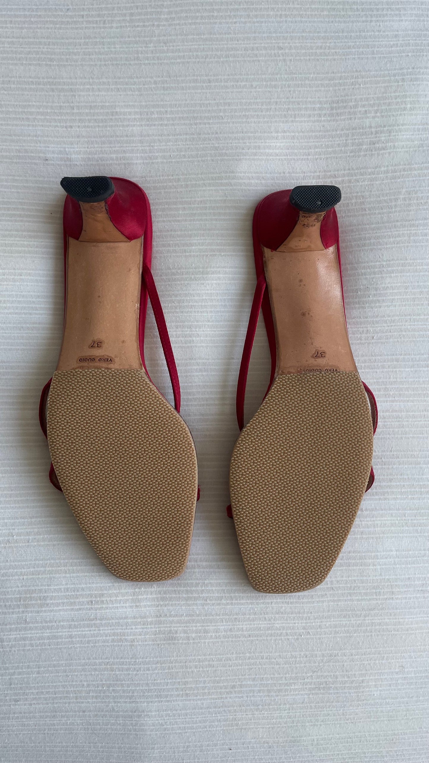 Prada Rose Satin Kitten Heel Sandals 37