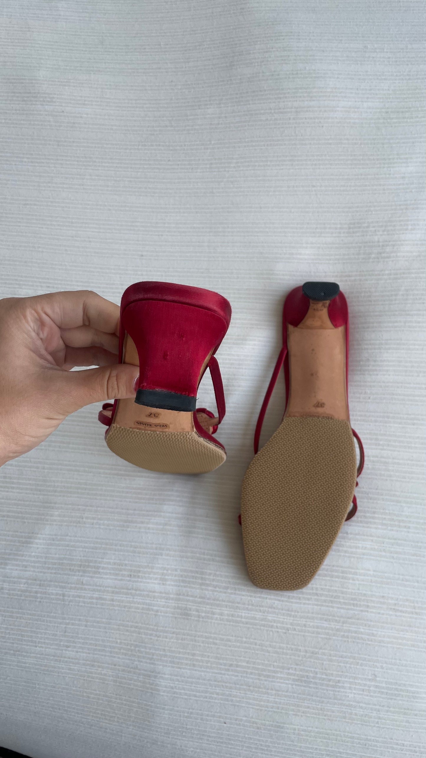 Prada Rose Satin Kitten Heel Sandals 37