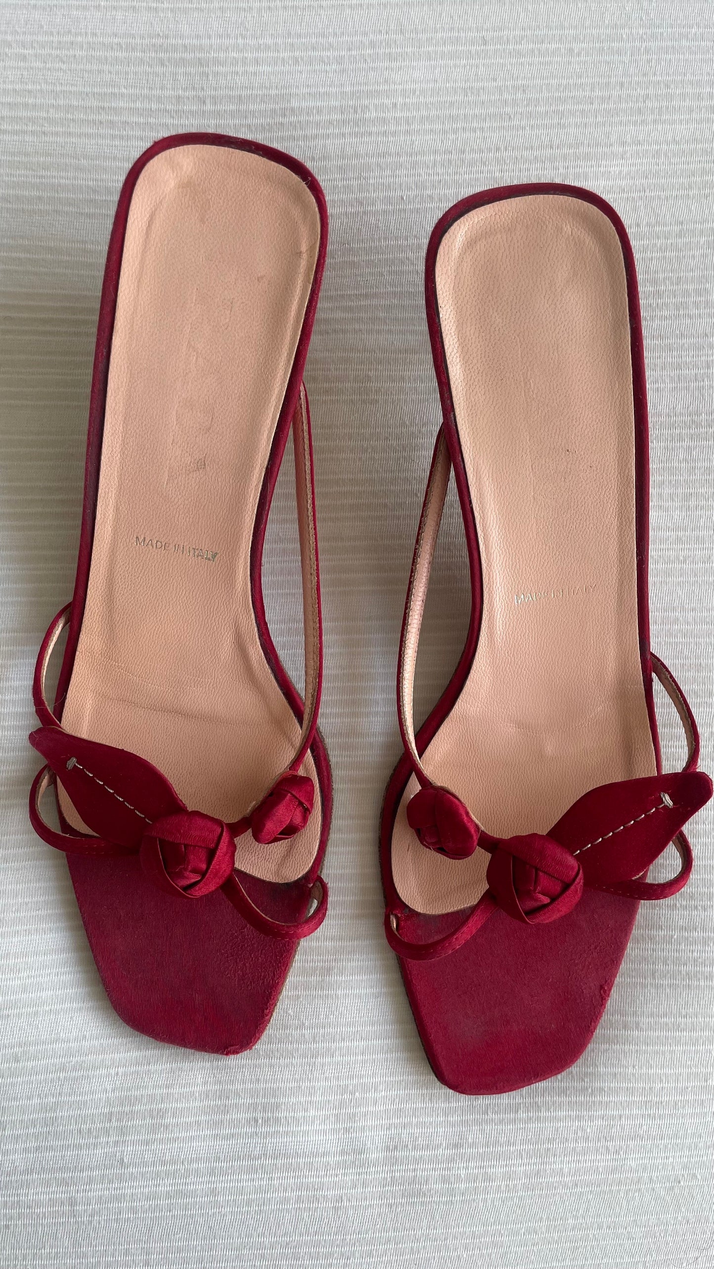 Prada Rose Satin Kitten Heel Sandals 37