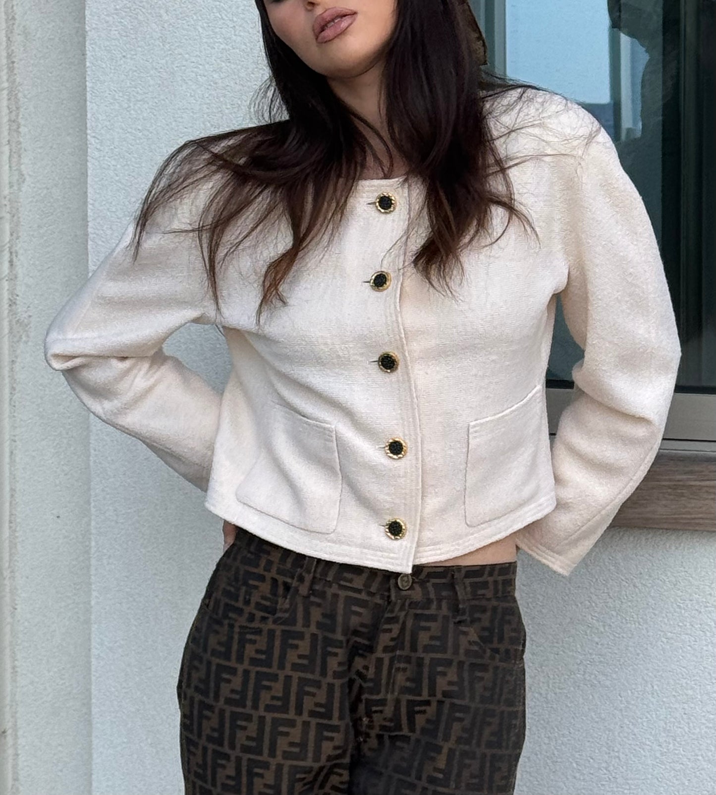 Chanel Late 1980s Wool/Silk Cropped Jacket