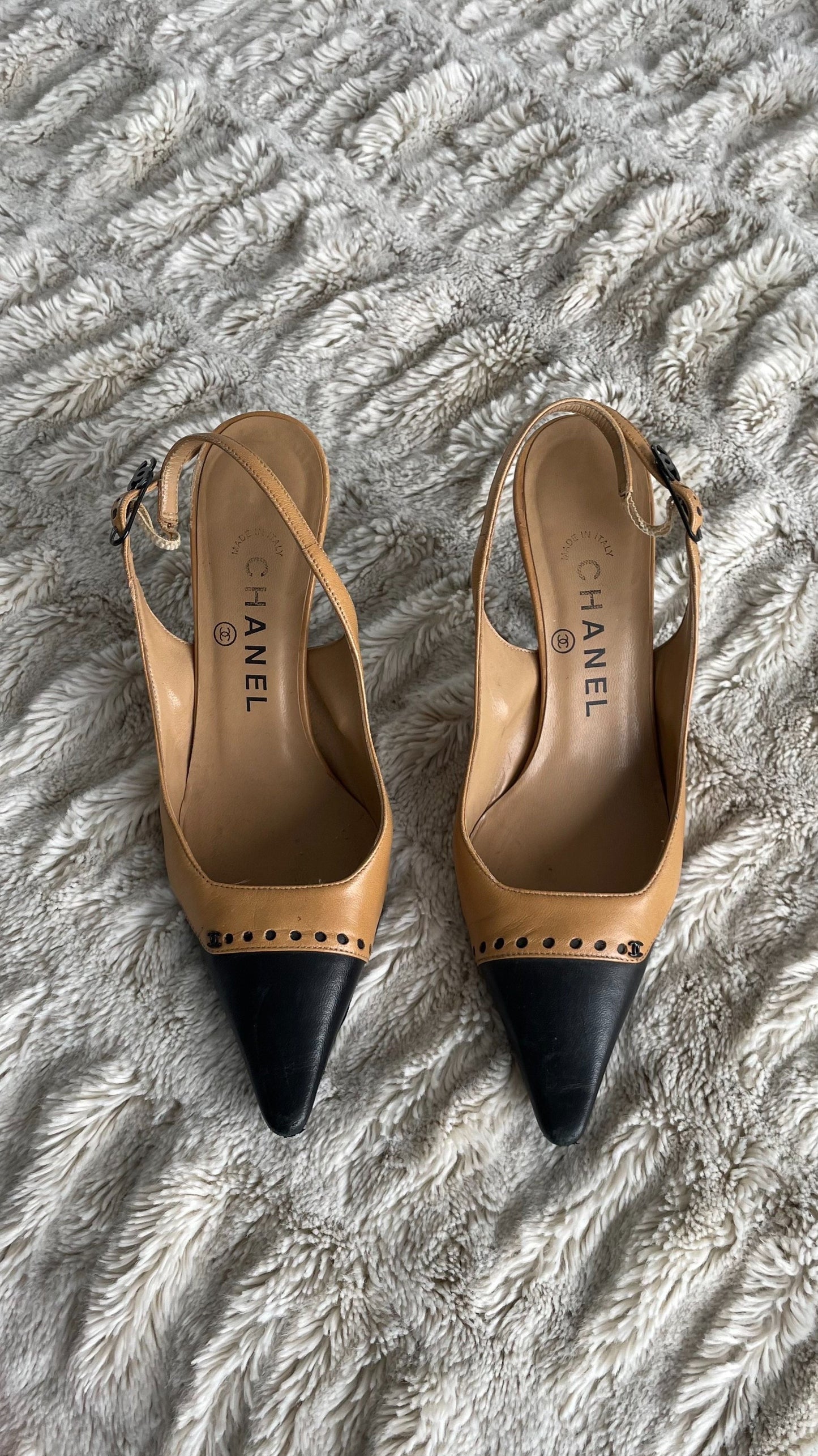 Chanel CC Logo Slingback Heels 36