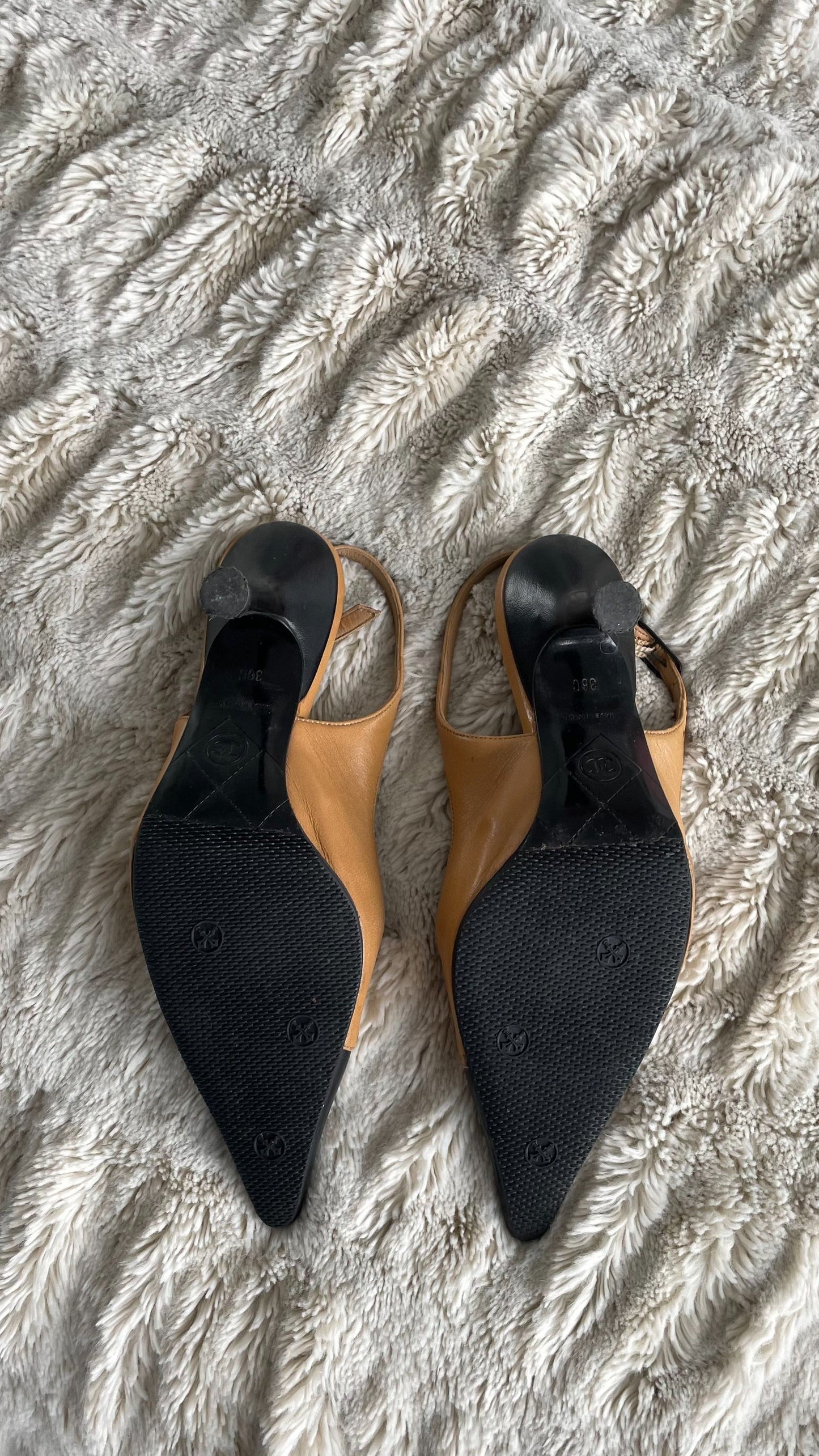 Chanel CC Logo Slingback Heels 36