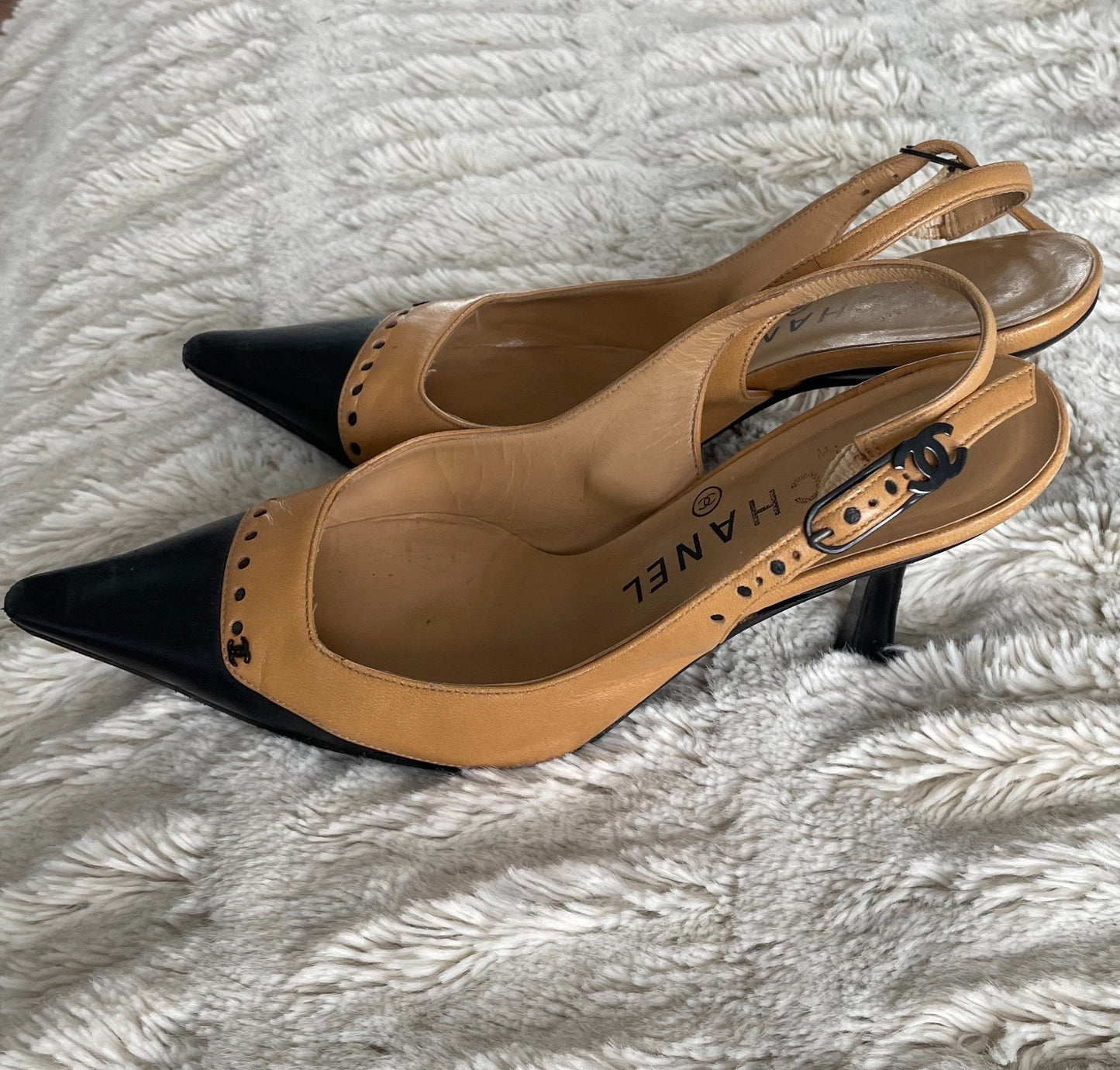 Chanel CC Logo Slingback Heels 36
